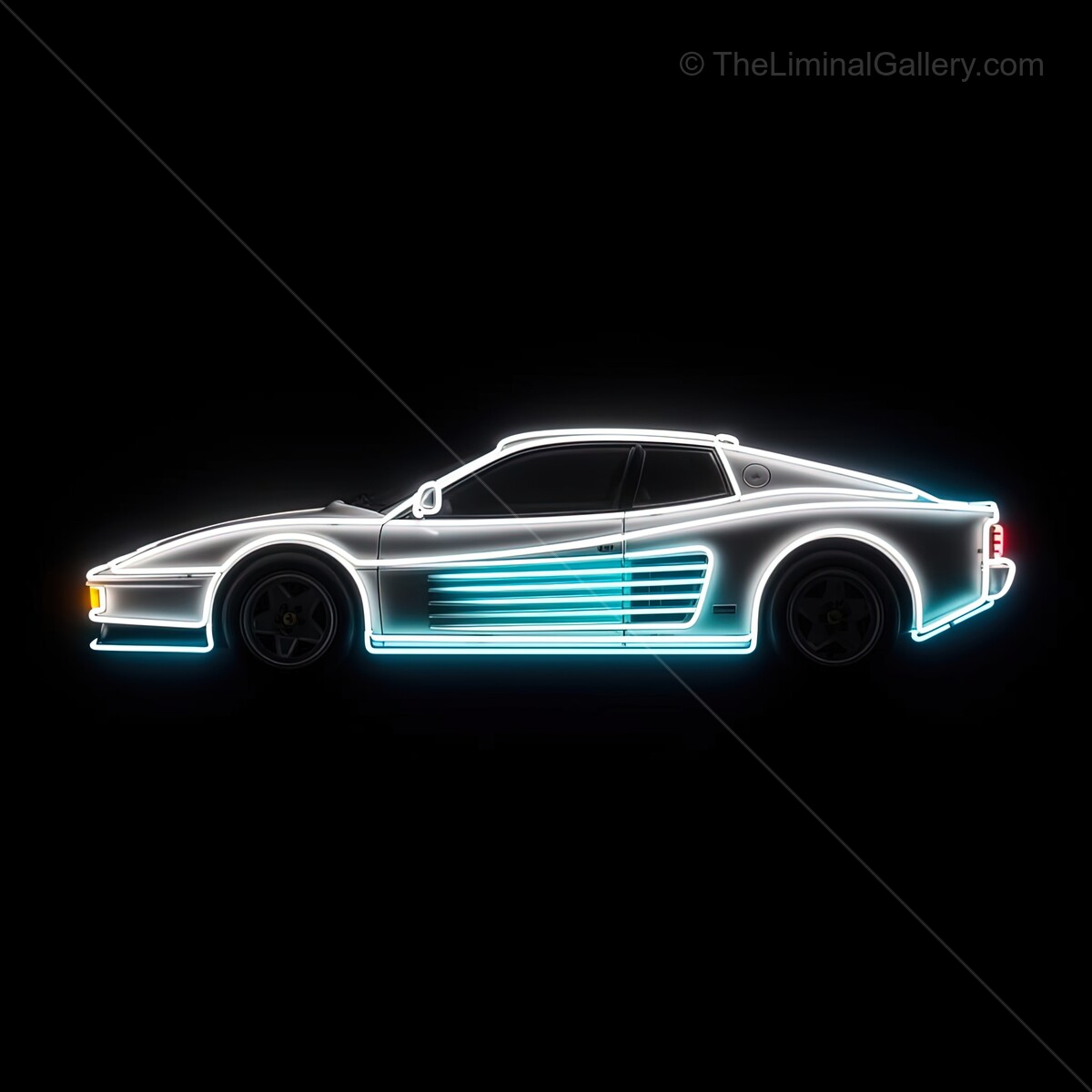 Neon lights bring a vintage car to life with vibrant energy during the city nightlife