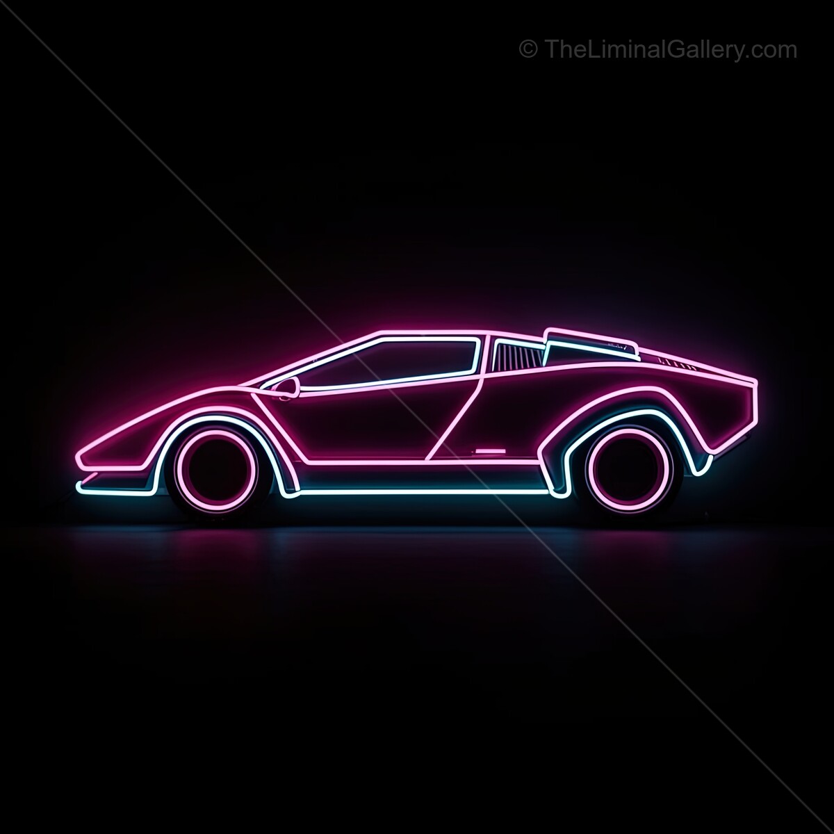 Vibrant neon car sign glowing against a dark background, showcasing retro design and electric energy in the night