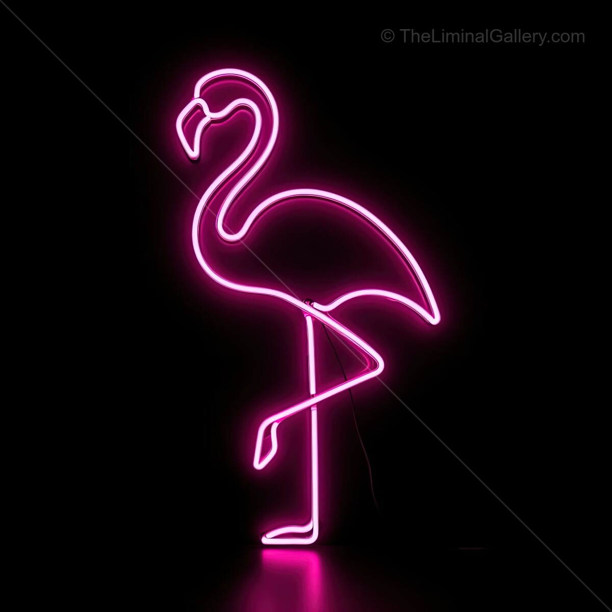 Illuminated flamingo in vibrant pink neon glow brings a touch of tropical flair to any space