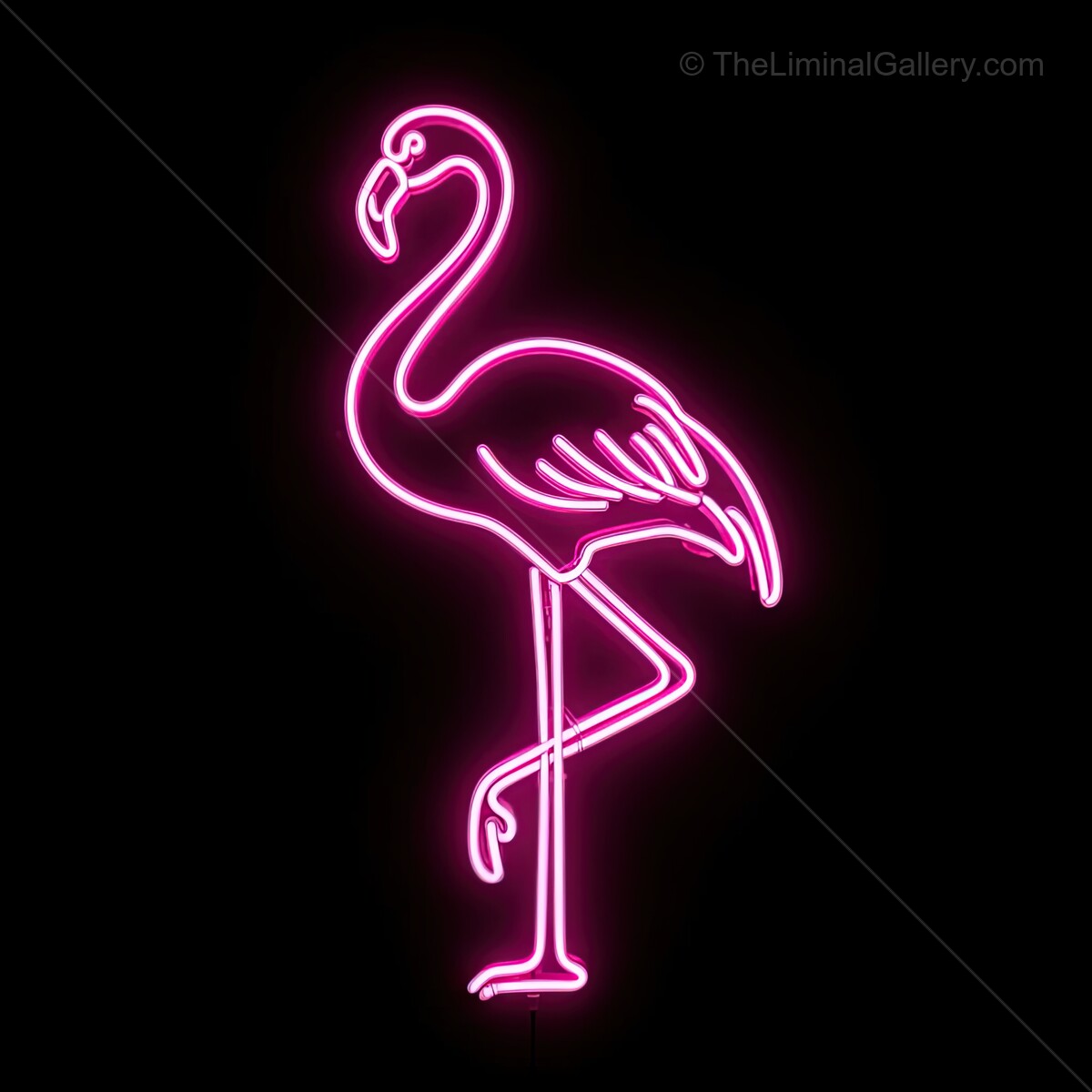 Bright pink flamingo neon sign radiates charm and vibrancy at night