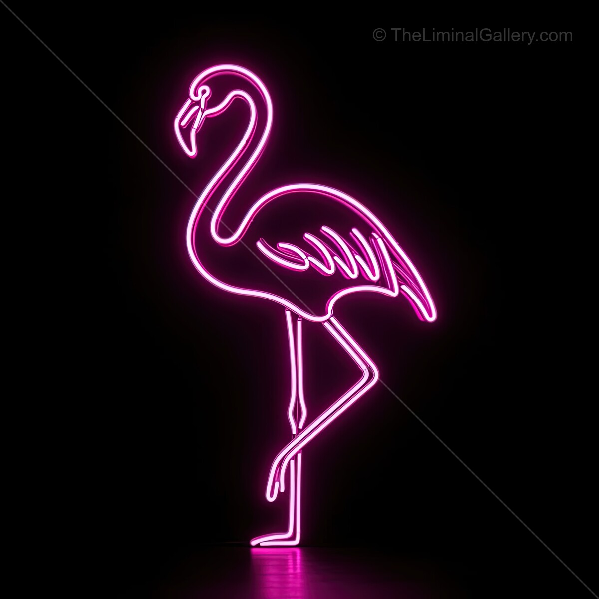 Charming neon flamingo shines brightly, creating a vibrant atmosphere in a cozy urban space at night
