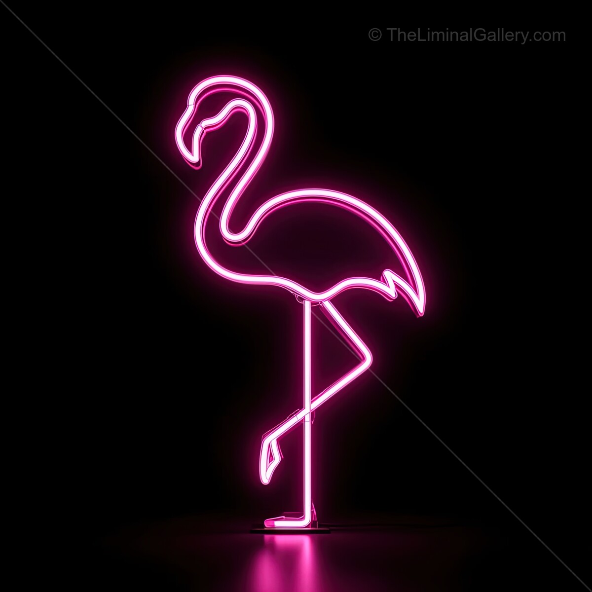 Bright pink flamingo neon sign lights up a dark space, creating a lively atmosphere and a touch of tropical charm