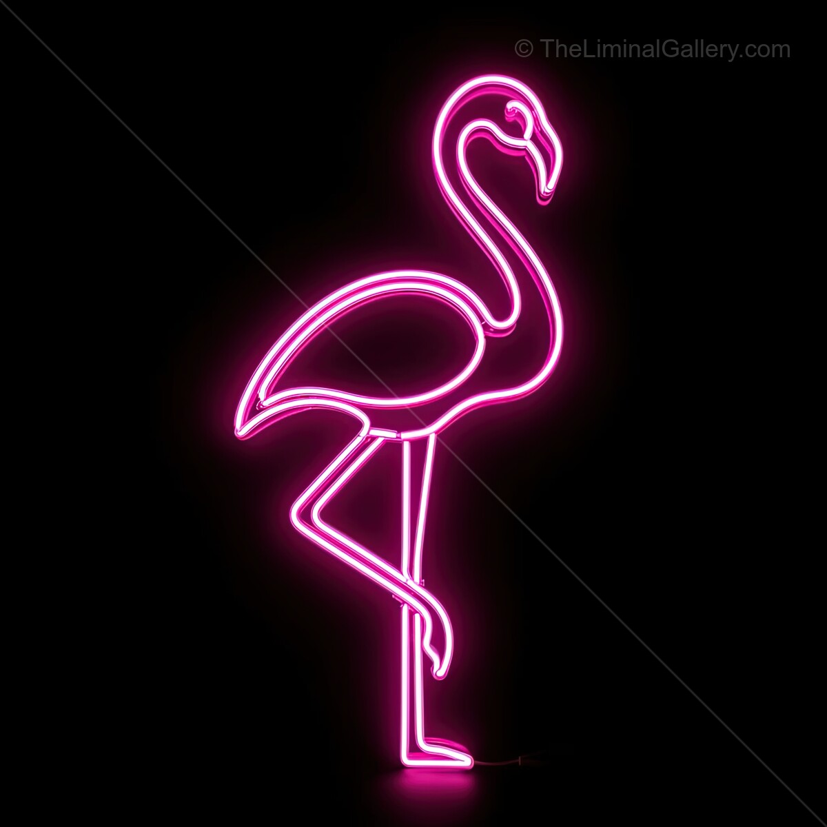 Bright pink flamingo neon sign glowing against a dark backdrop, perfect for creating a vibrant and playful atmosphere in any space