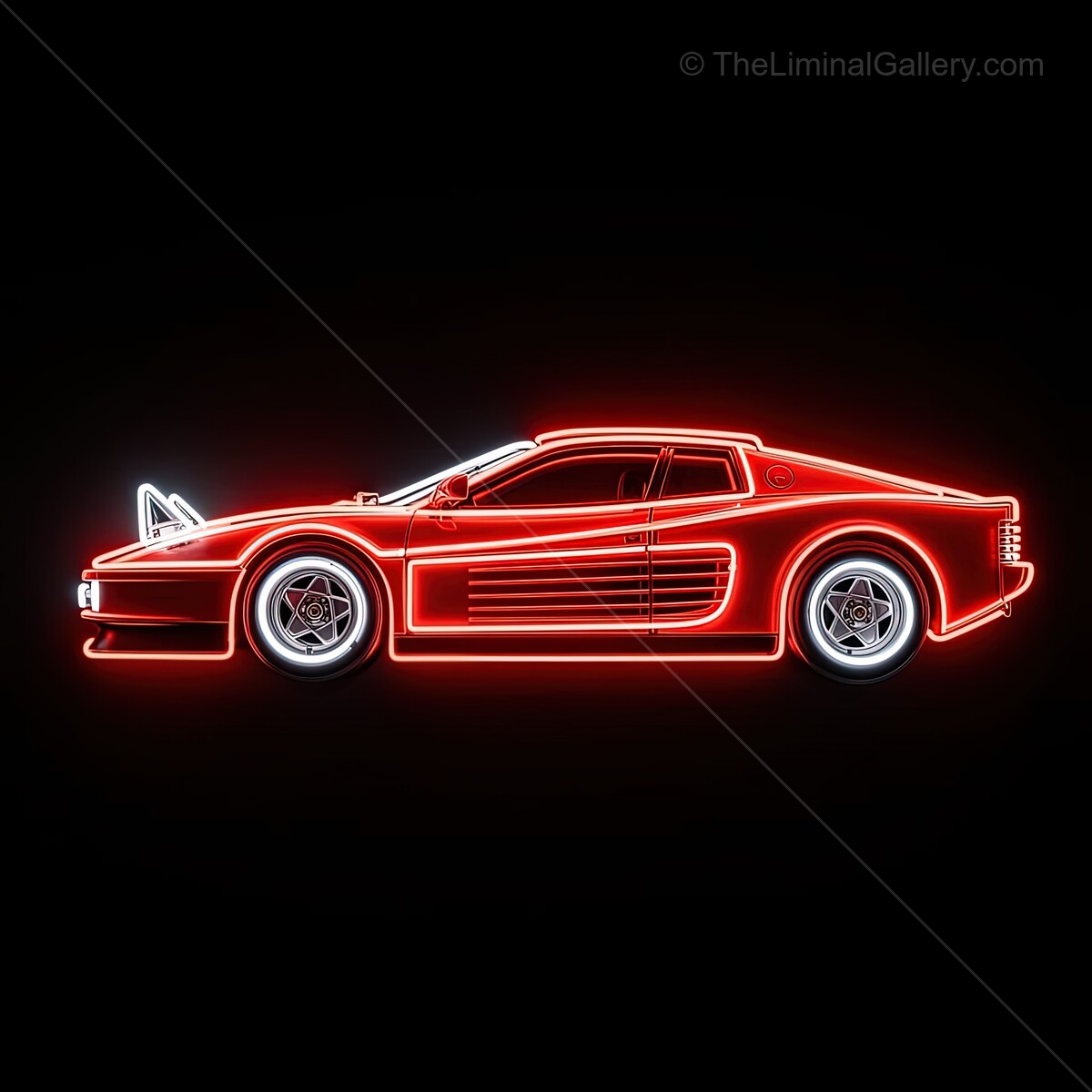 Vibrant neon sign showcasing a classic race car, illuminating the night with a bold display of color and creativity