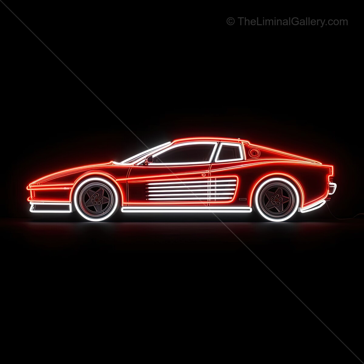 Vibrant neon sign glowing with a classic sports car silhouette in a dark urban setting captures the essence of retro automotive art