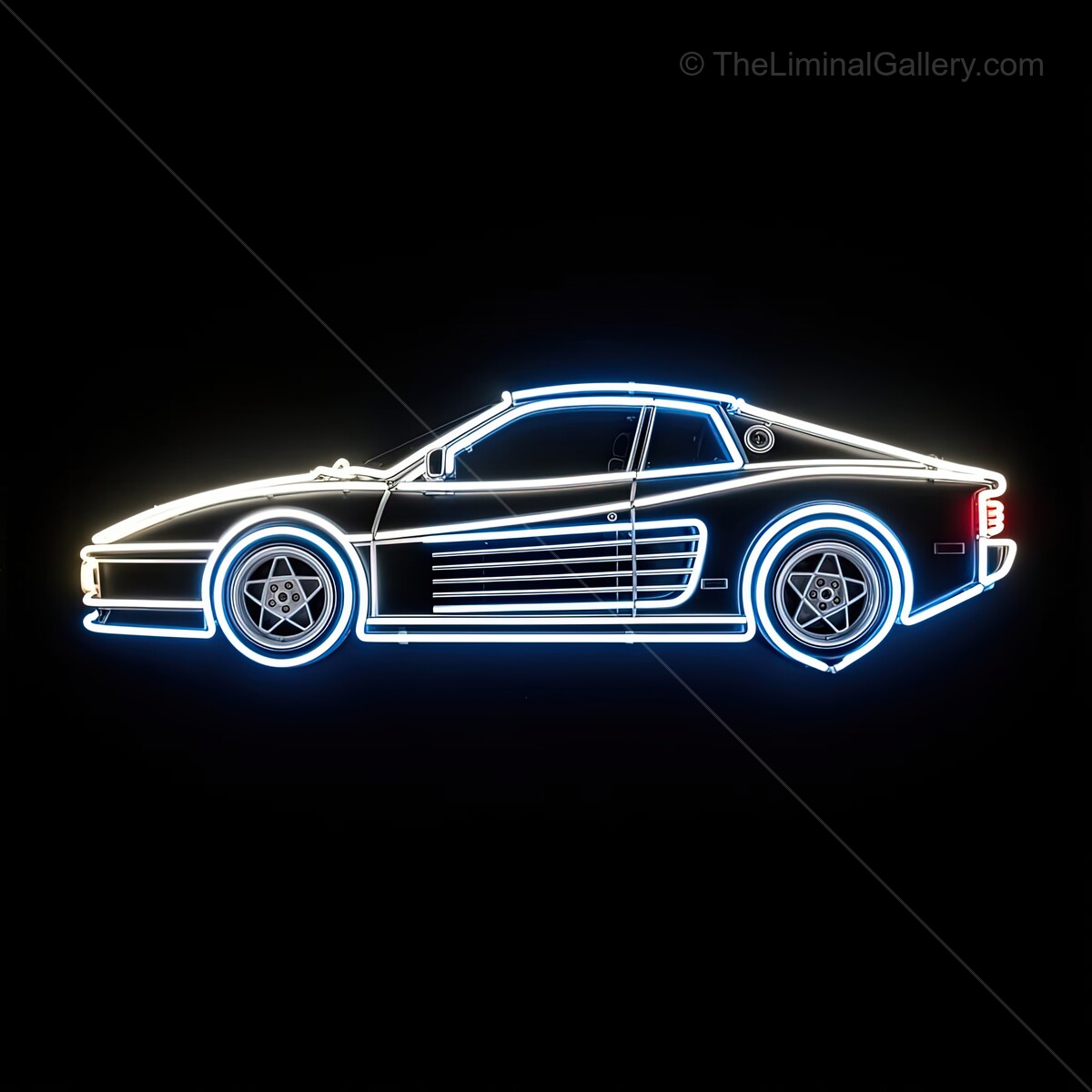 Neon car sign illuminating the night with a vibrant glow, capturing the essence of urban style and retro charm