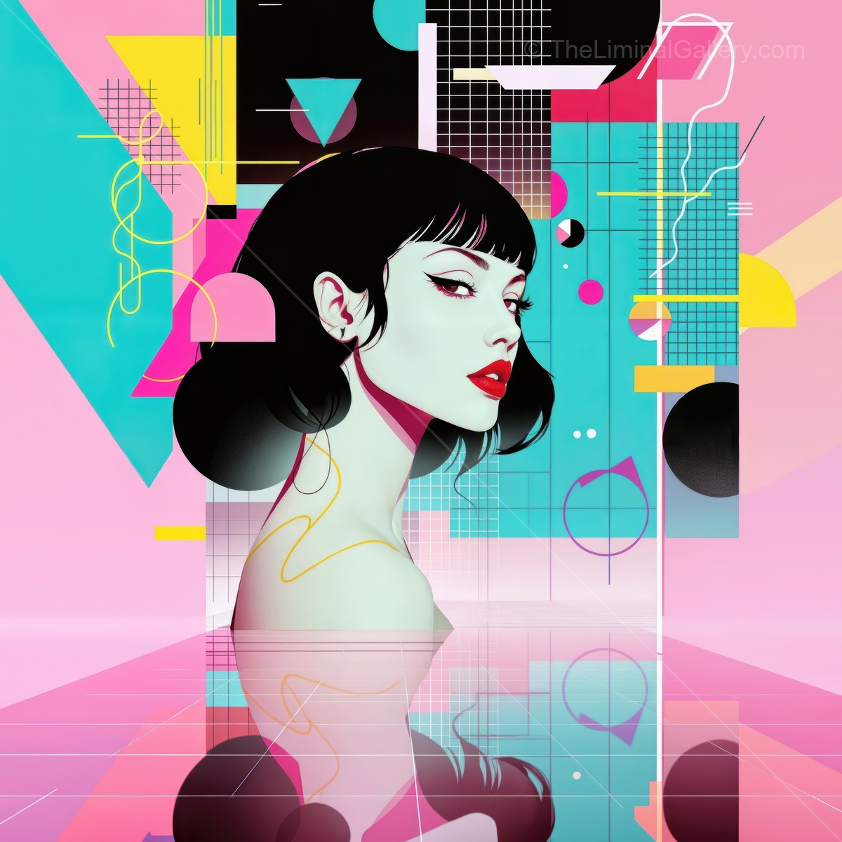 Colorful abstract portrait with geometric patterns and vibrant hues showcasing a modern artistic style