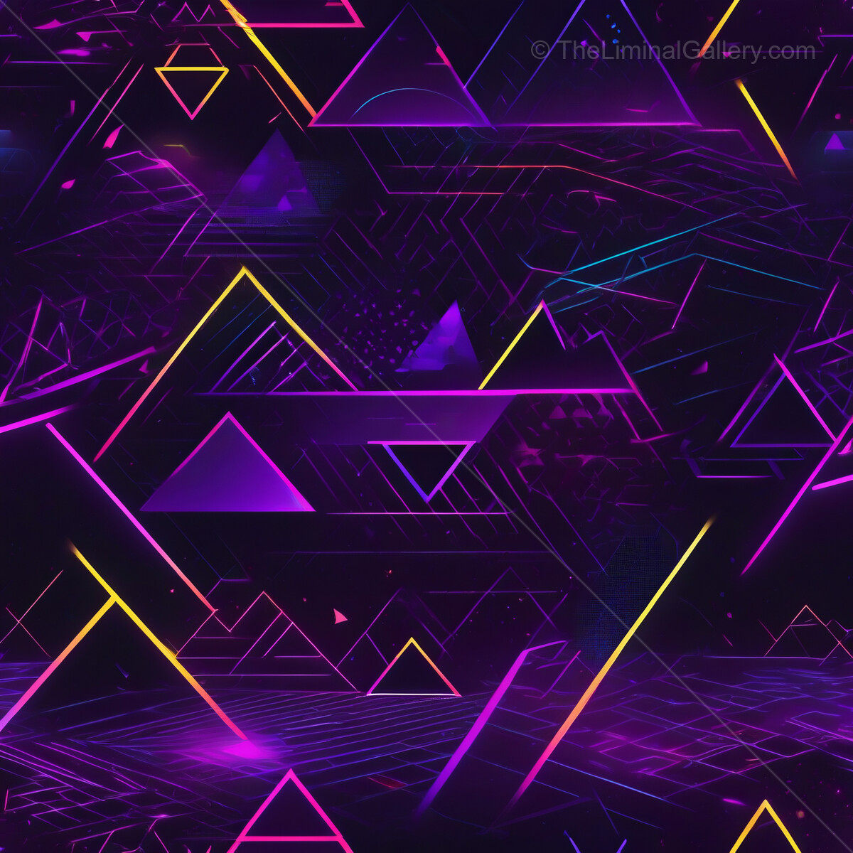 Vibrant 80s geometric patterns illuminate a digital landscape of neon colors and sharp angles