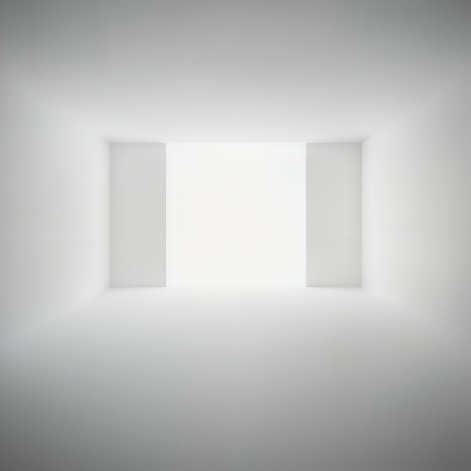 Bright liminal white room with an opening creating a serene atmosphere and inviting light