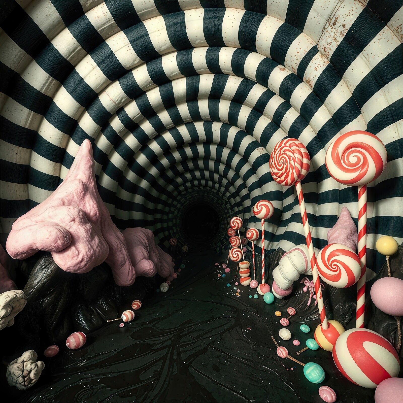 Whimsical candy tunnel invites sweet imaginations and playful adventures
