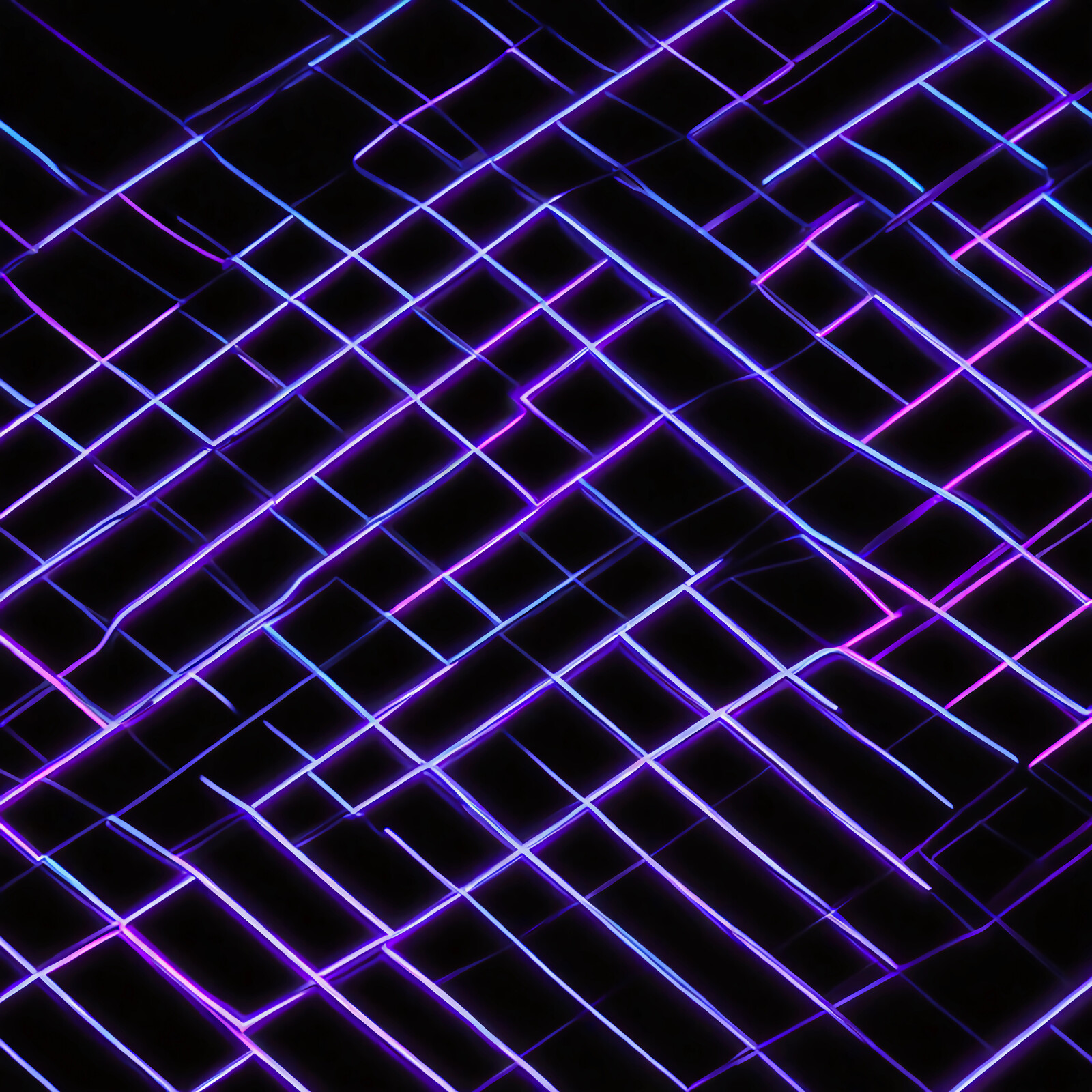 Vibrant neon lines intersect in an abstract pattern, creating a mesmerizing digital landscape