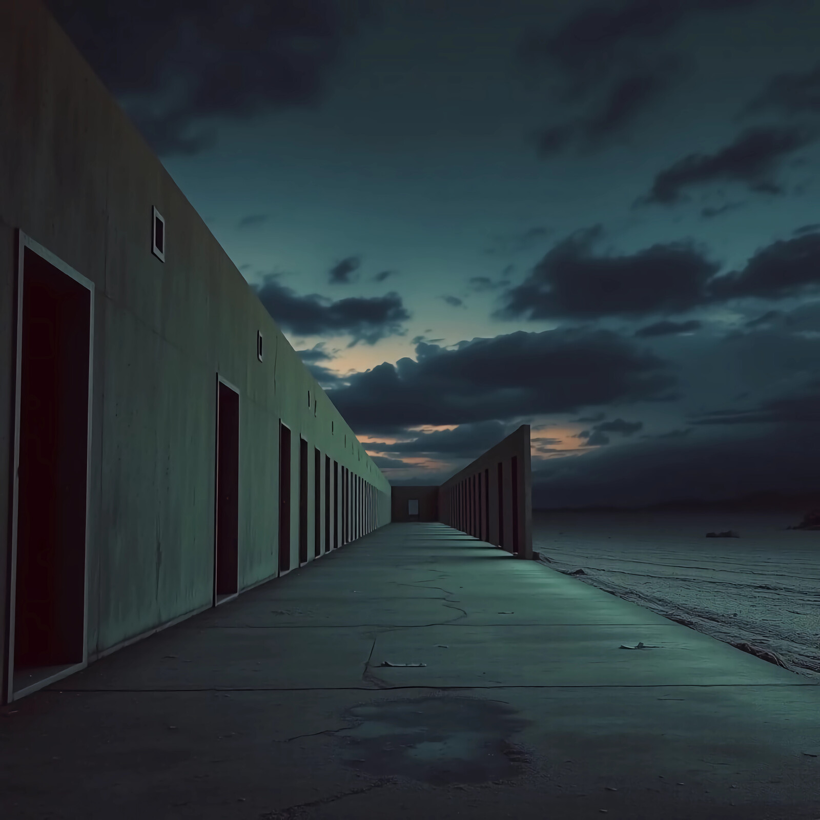 Quiet passage leads to horizons painted in deep blues and greys under a captivating twilight sky