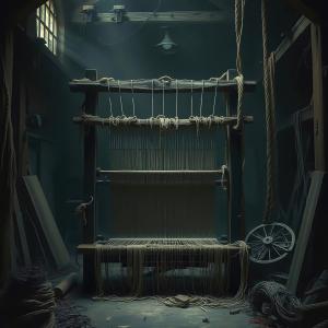 Ancient loom sits in a dimly lit workshop, inviting creativity and craftsmanship in the heart of a bygone era