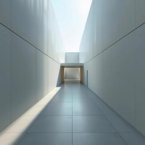 Exploring a modern architectural corridor bathed in natural light and minimalistic design