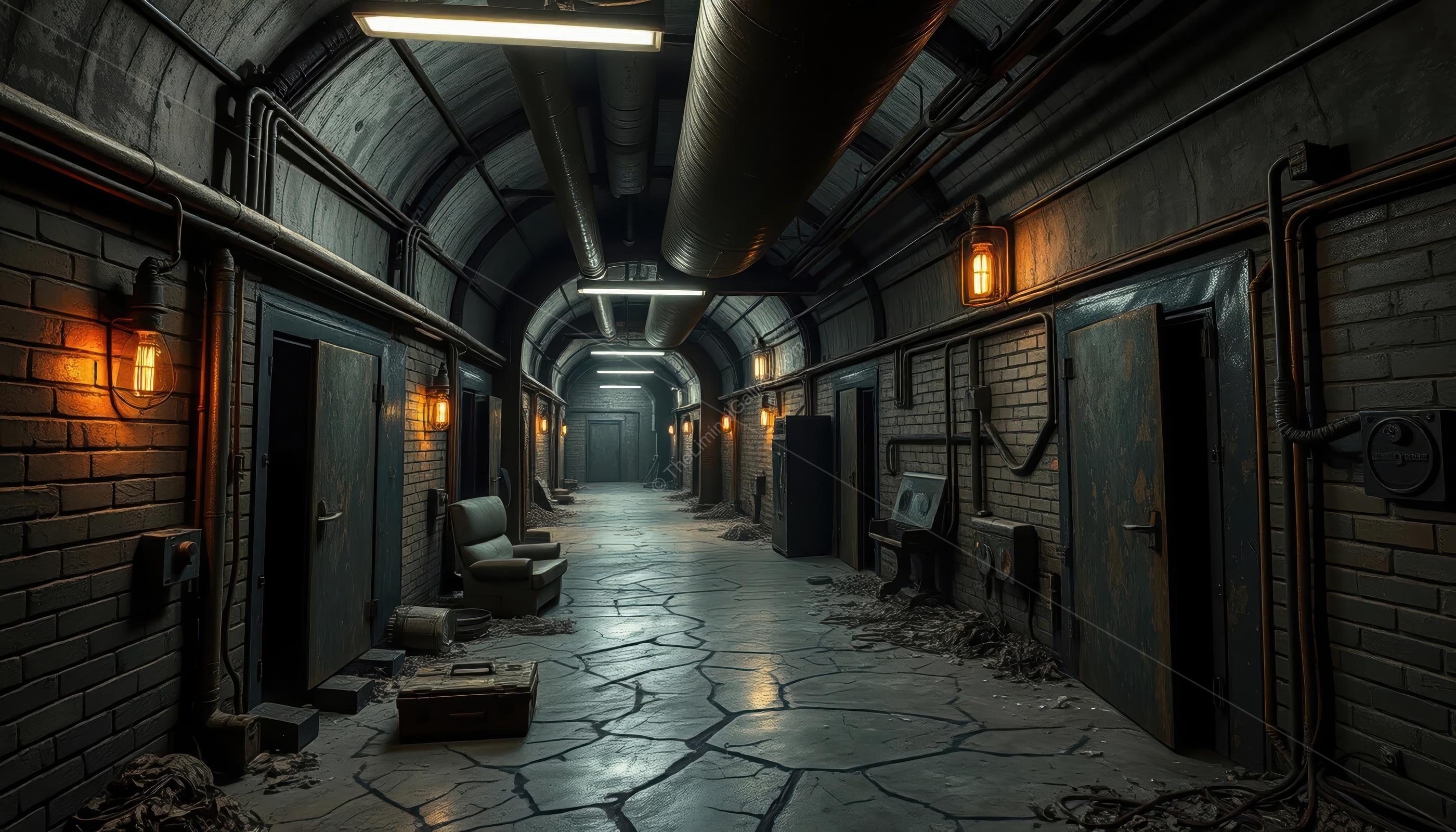 The cold, sterile environment and decaying infrastructure create an uneasy atmosphere.