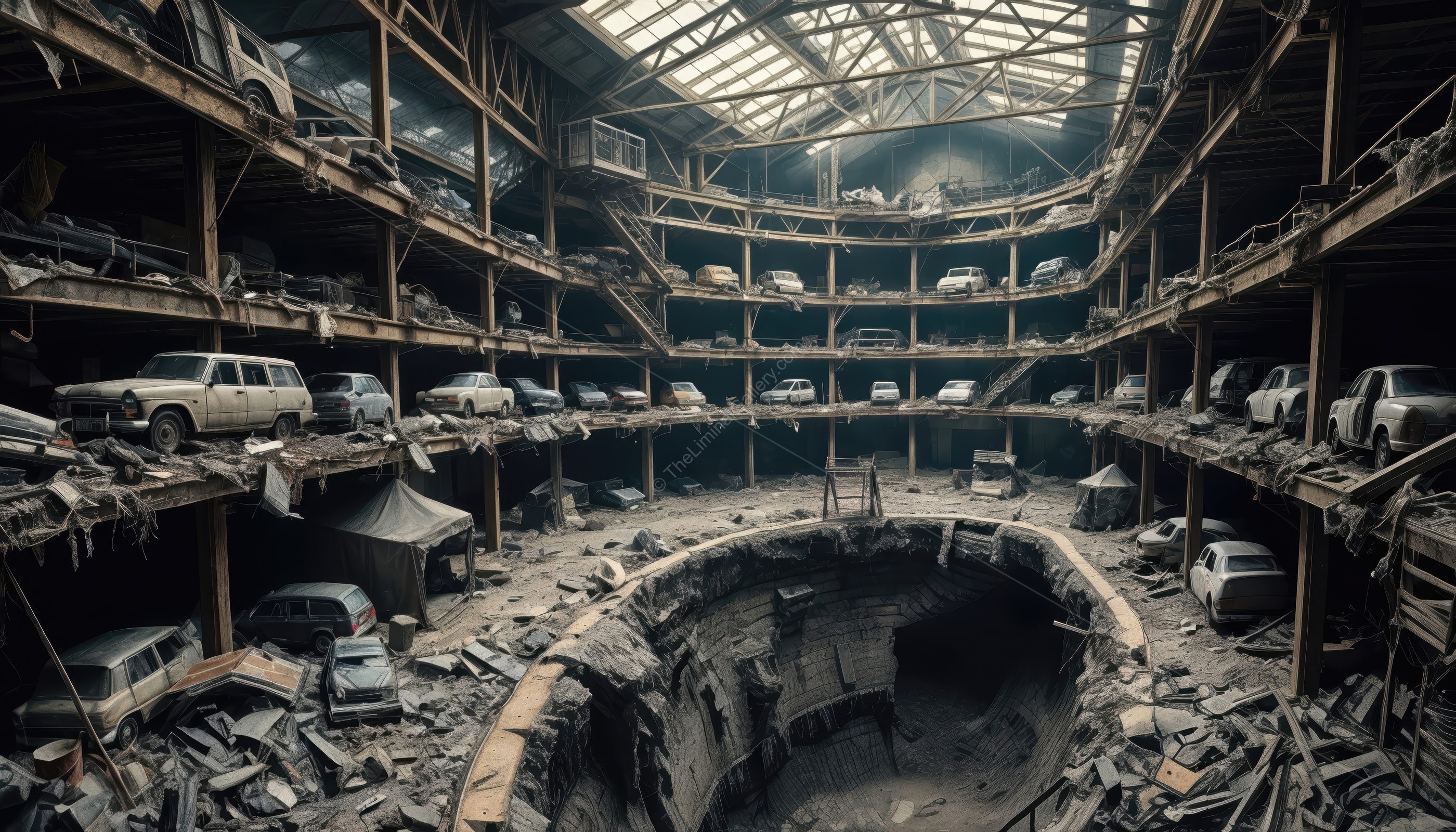 The decaying ruins stand as a testament to time, filled with an unsettling silence.