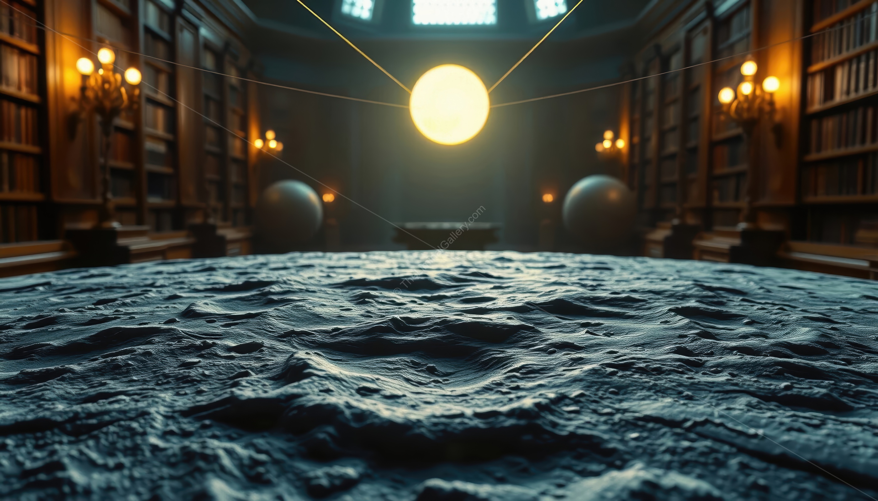 An expansive moonlit environment in Level 24, The Moon, evoking solitude, serenity, and otherworldly liminality.