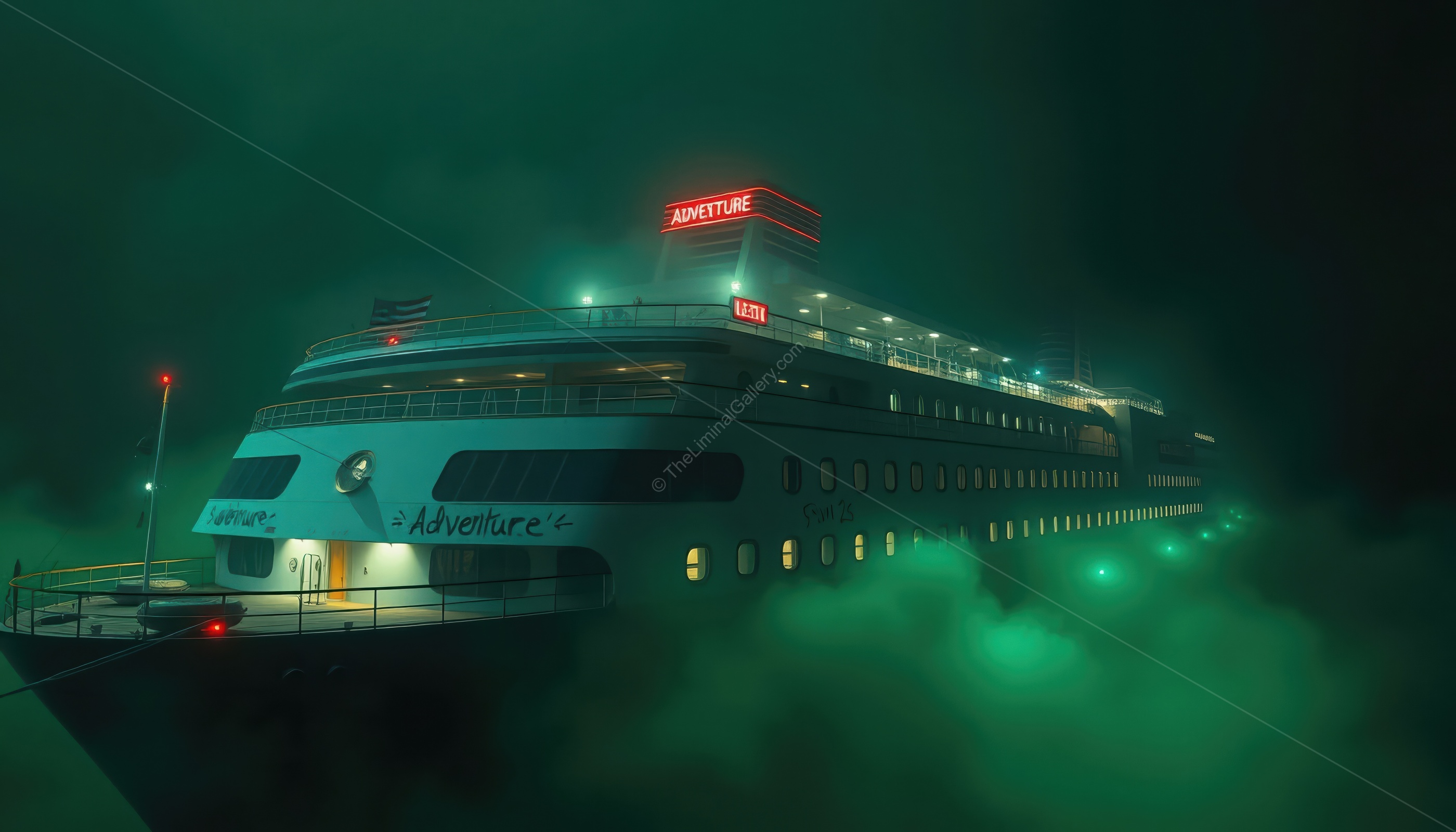 The exterior of the ship blends a sense of whimsy with a growing dread.