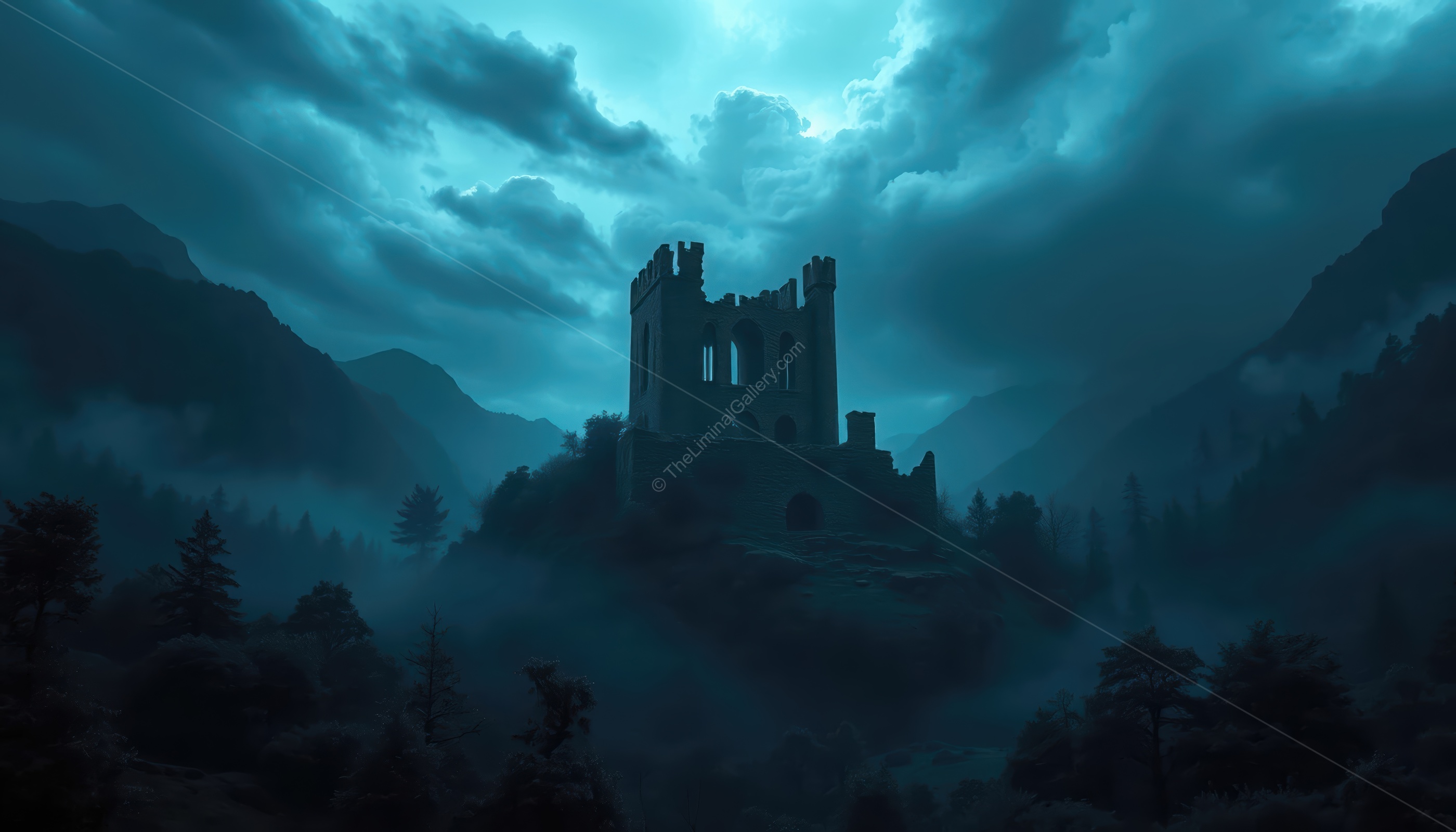 The stone walls and dim lighting of the keep create an atmosphere of mystery.