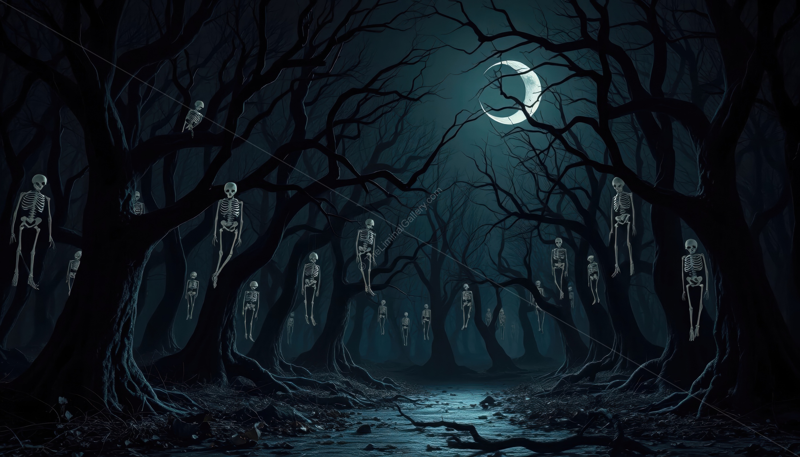 Dark, enchanted woods dominate Level 32, Forest of the Skeleton Queen, blending haunting fantasy with liminal mystery.