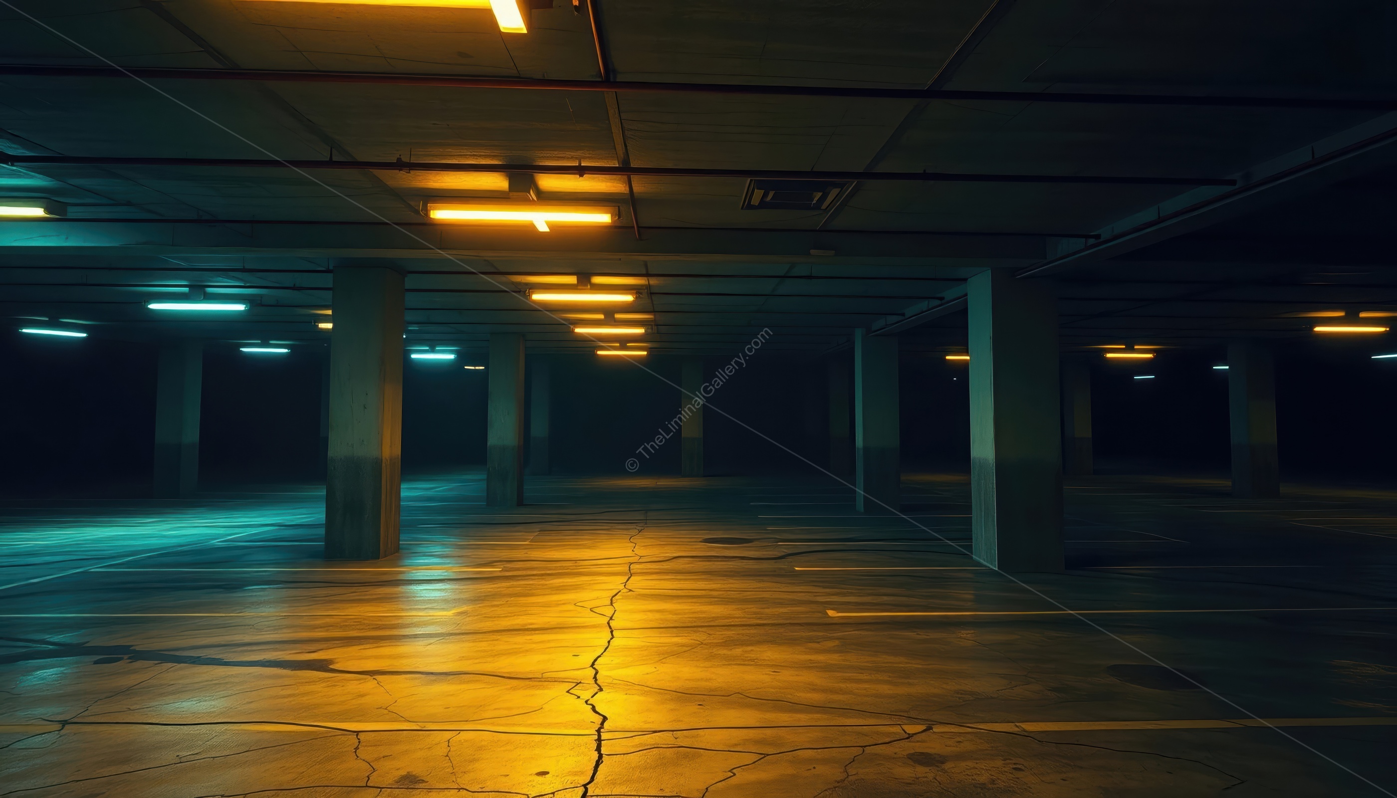 The vast, empty spaces and the echoing sounds create a feeling of isolation.