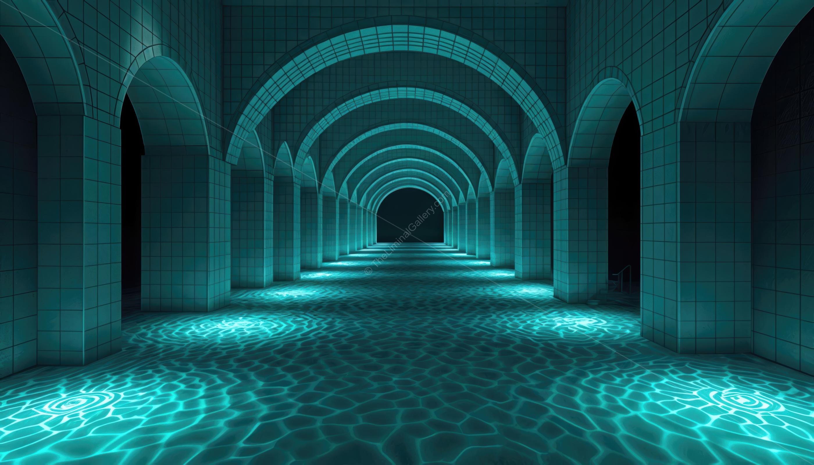 The bright, sterile environment creates a sense of unsettling isolation.