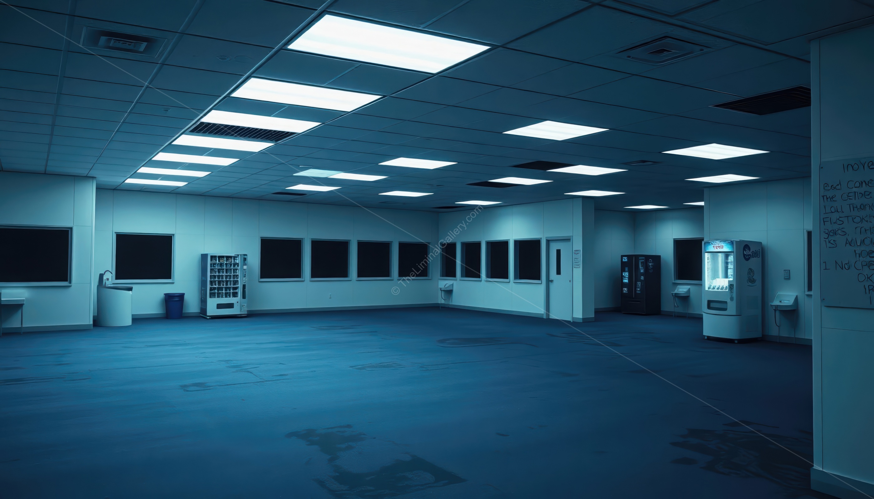 Vacant office spaces in Level 4, Abandoned Office, capture the haunting emptiness of Backrooms liminality.