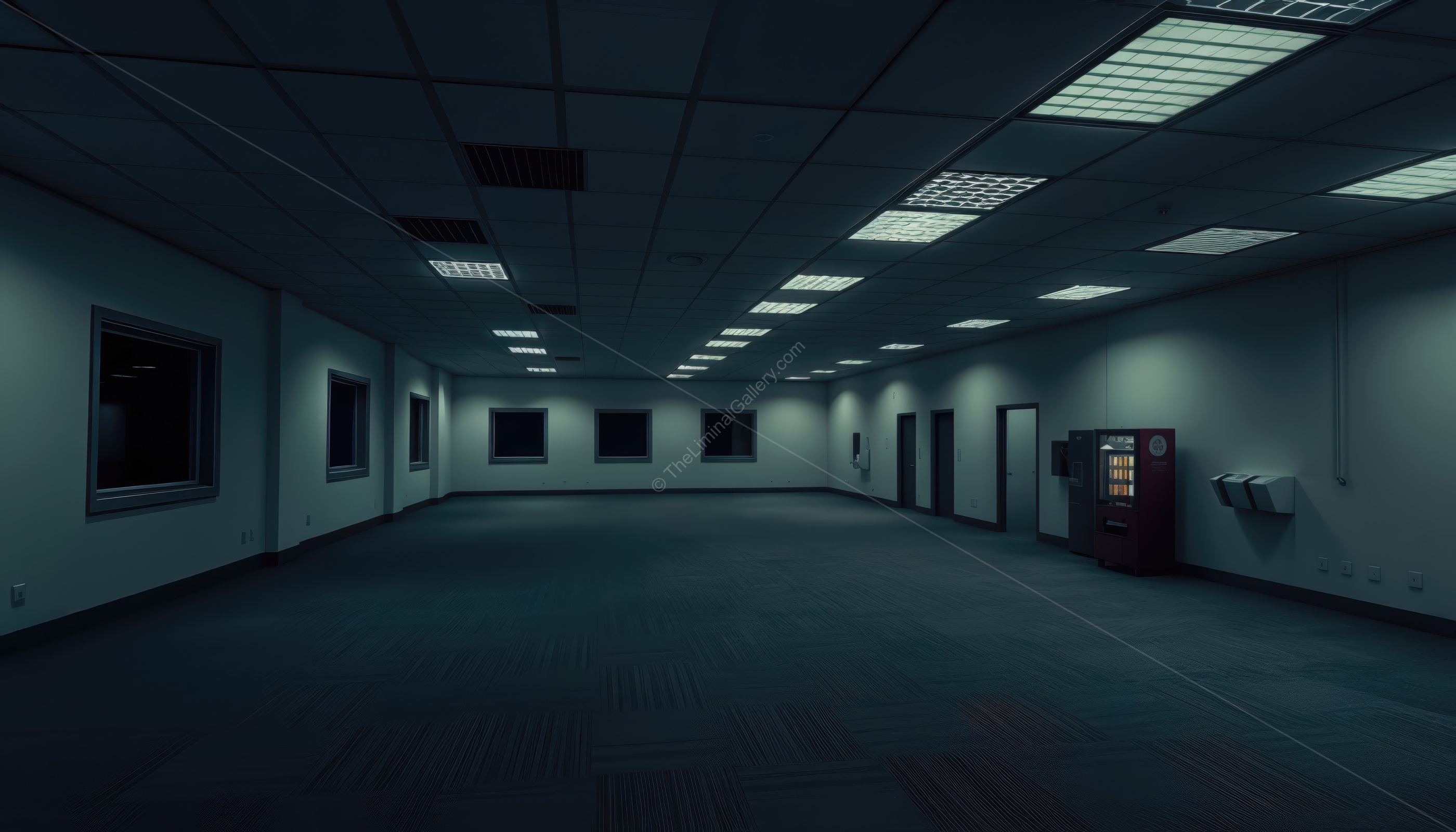 The abandoned offices evoke feelings of isolation and a loss of time.
