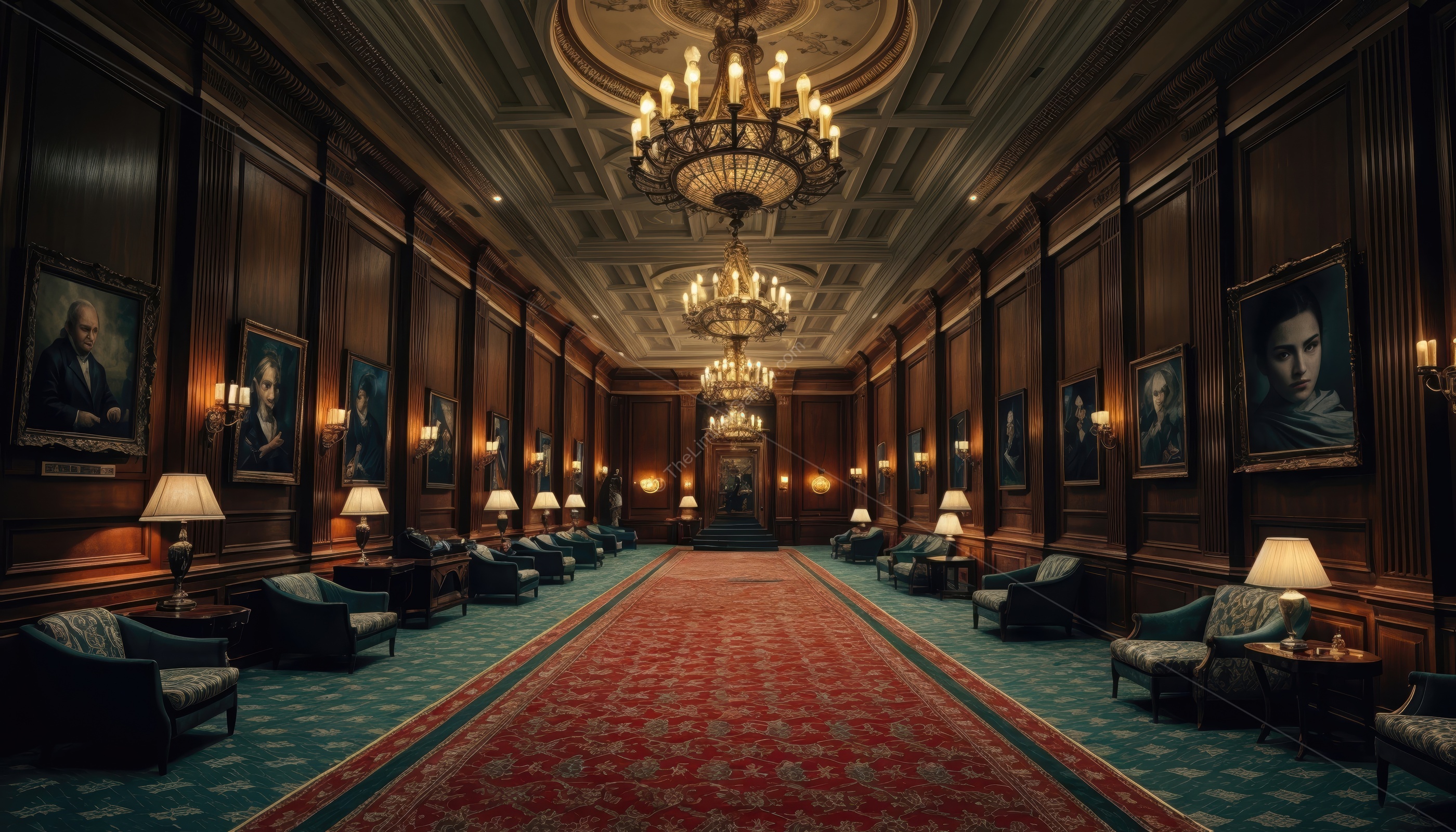 The haunting hotel corridors create an unsettling and fearful atmosphere.