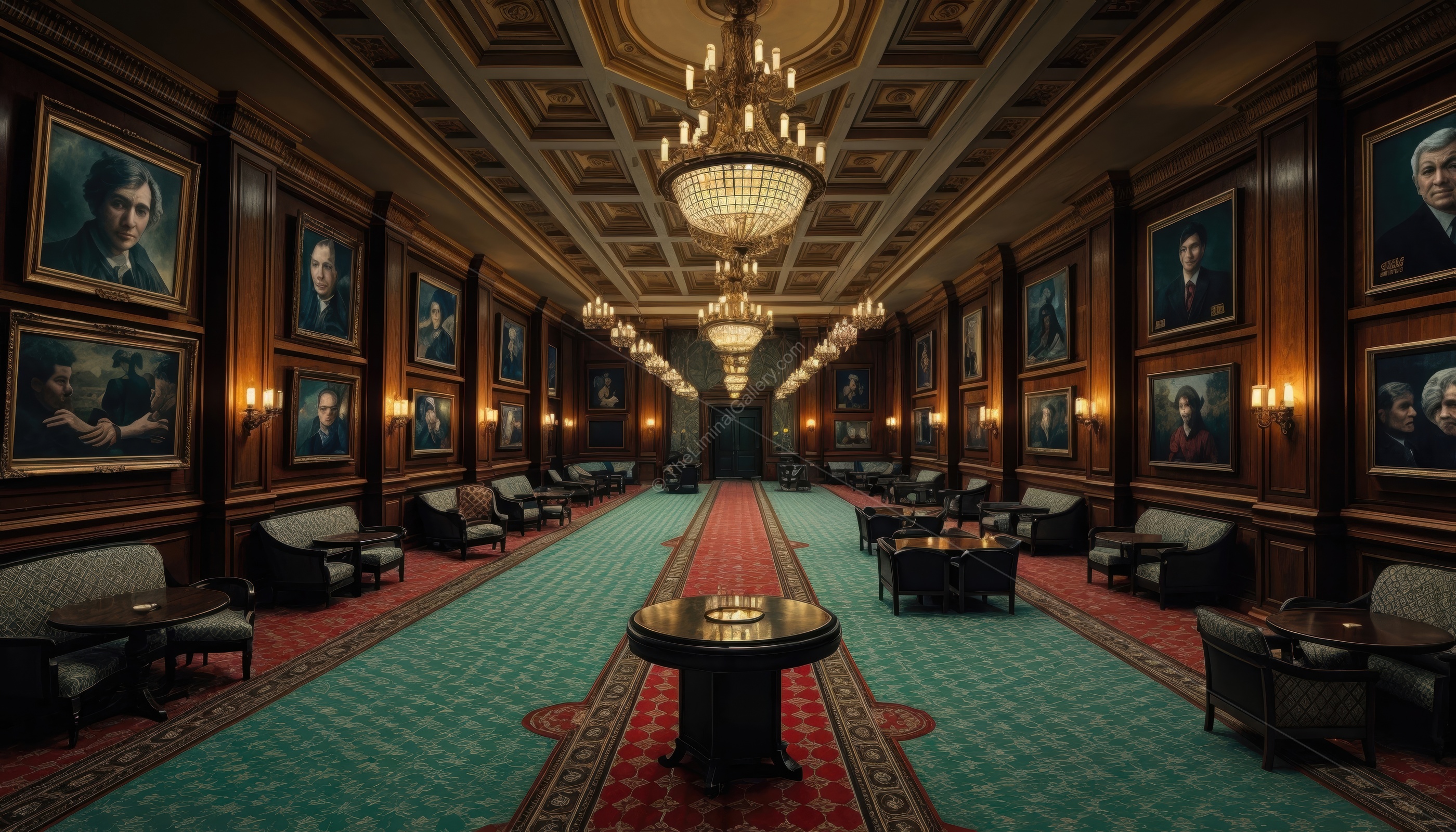 The dim lighting and the silent halls create an uneasy feeling of suspense.