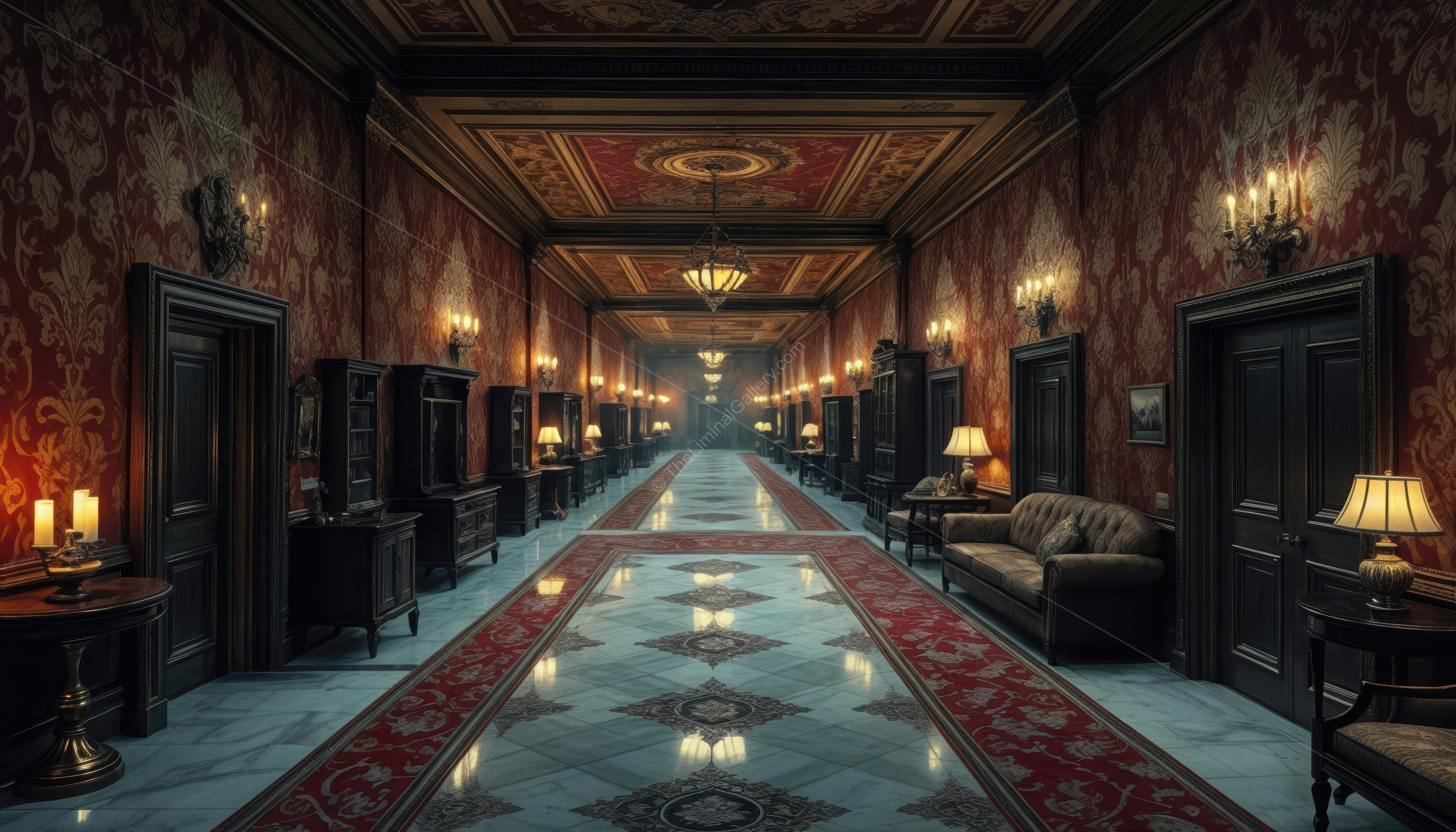 The dimly lit halls and echoing footsteps create a terrifying atmosphere.