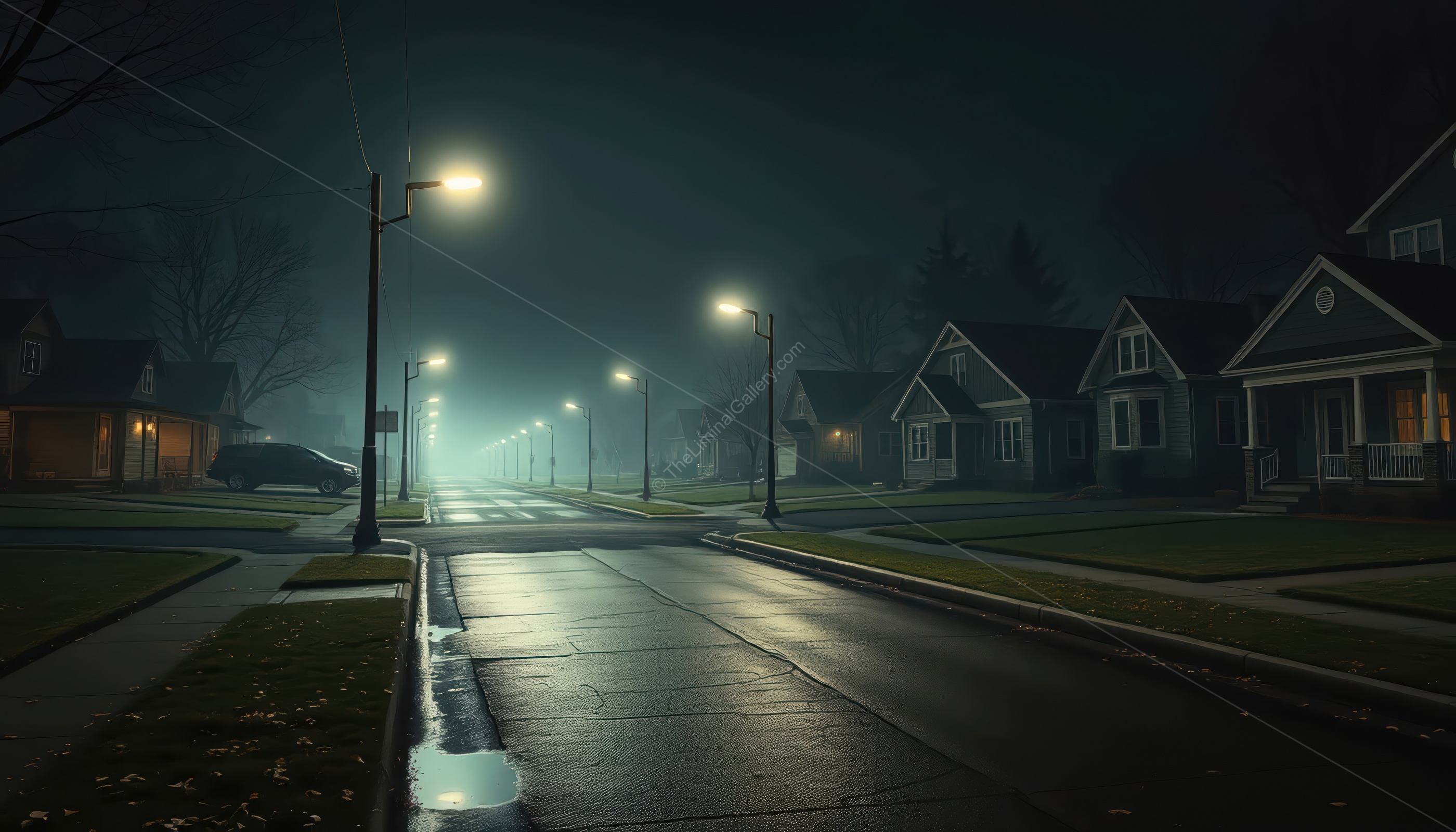 The sense of unease is amplified by the eerie suburban setting.