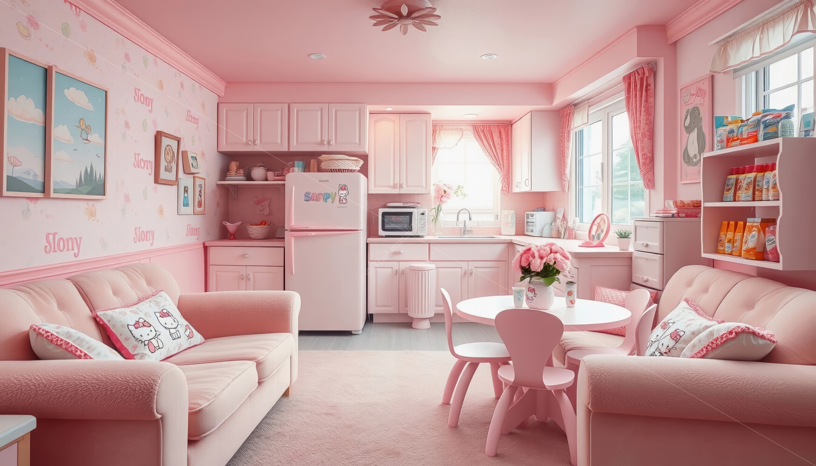 A childlike yet eerie environment in Level 974, Kitty's House, blending nostalgia with unsettling liminality.