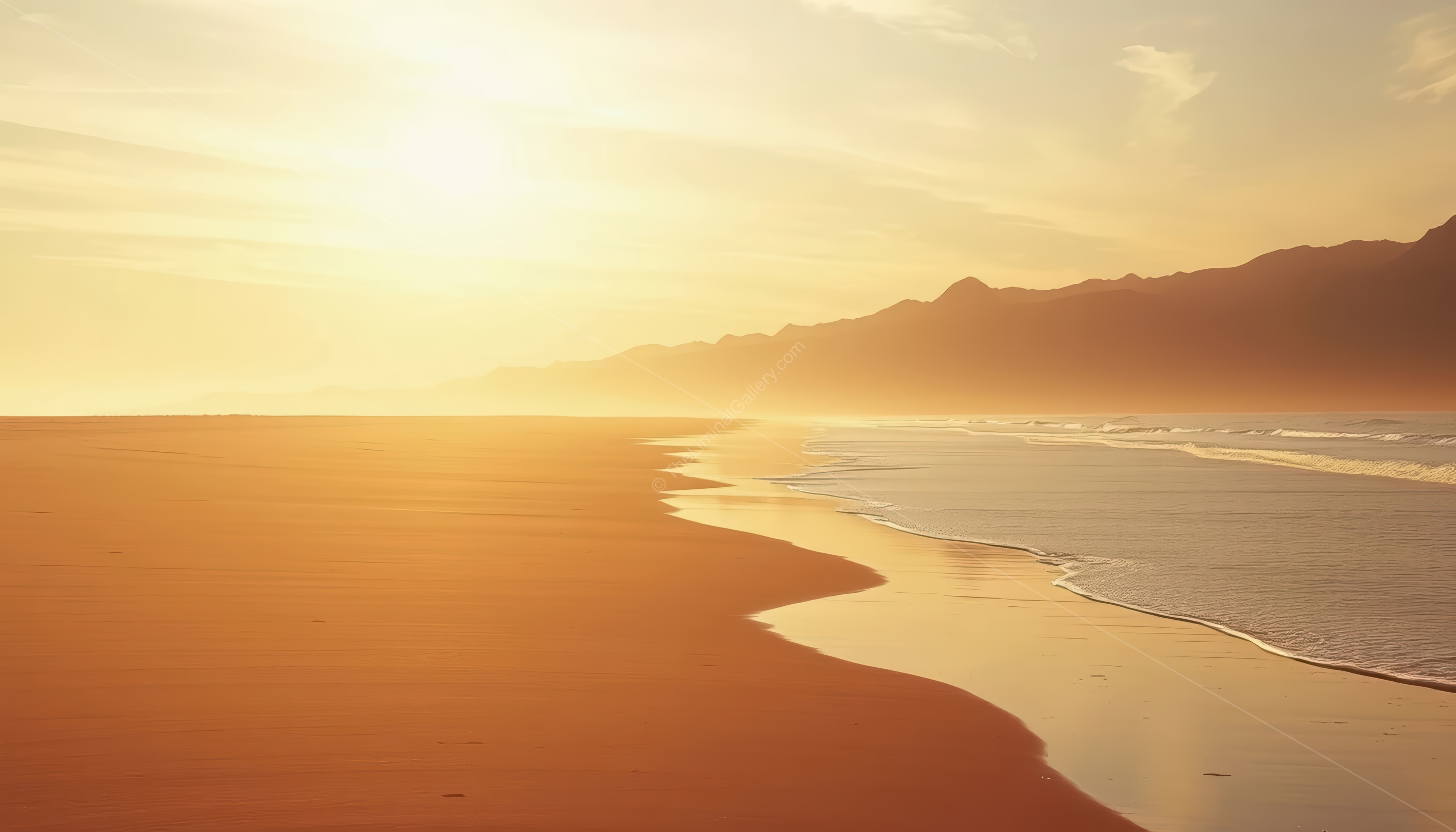 The deserted shoreline and the vast sky combine for an unsettling experience.