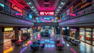 The vast, empty corridors of Level 33 create a sense of consumerist unease.