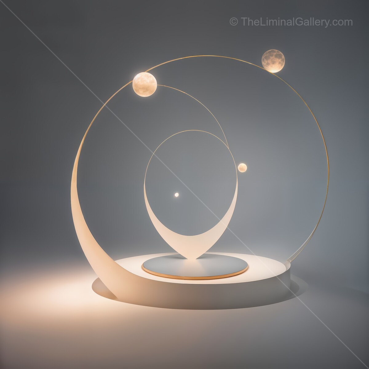 Elegant abstract sculpture representing celestial harmony in soft lighting