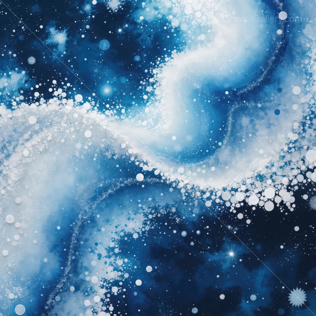 Vibrant swirl of blue and white galaxies creating a mesmerizing cosmic view in deep space