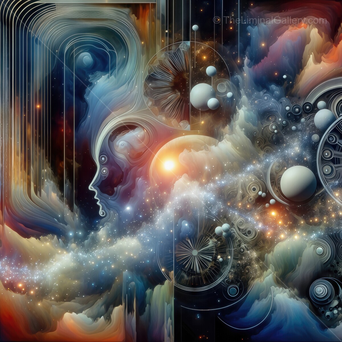 Exploring the cosmic realm through abstract representations of consciousness and celestial wonders