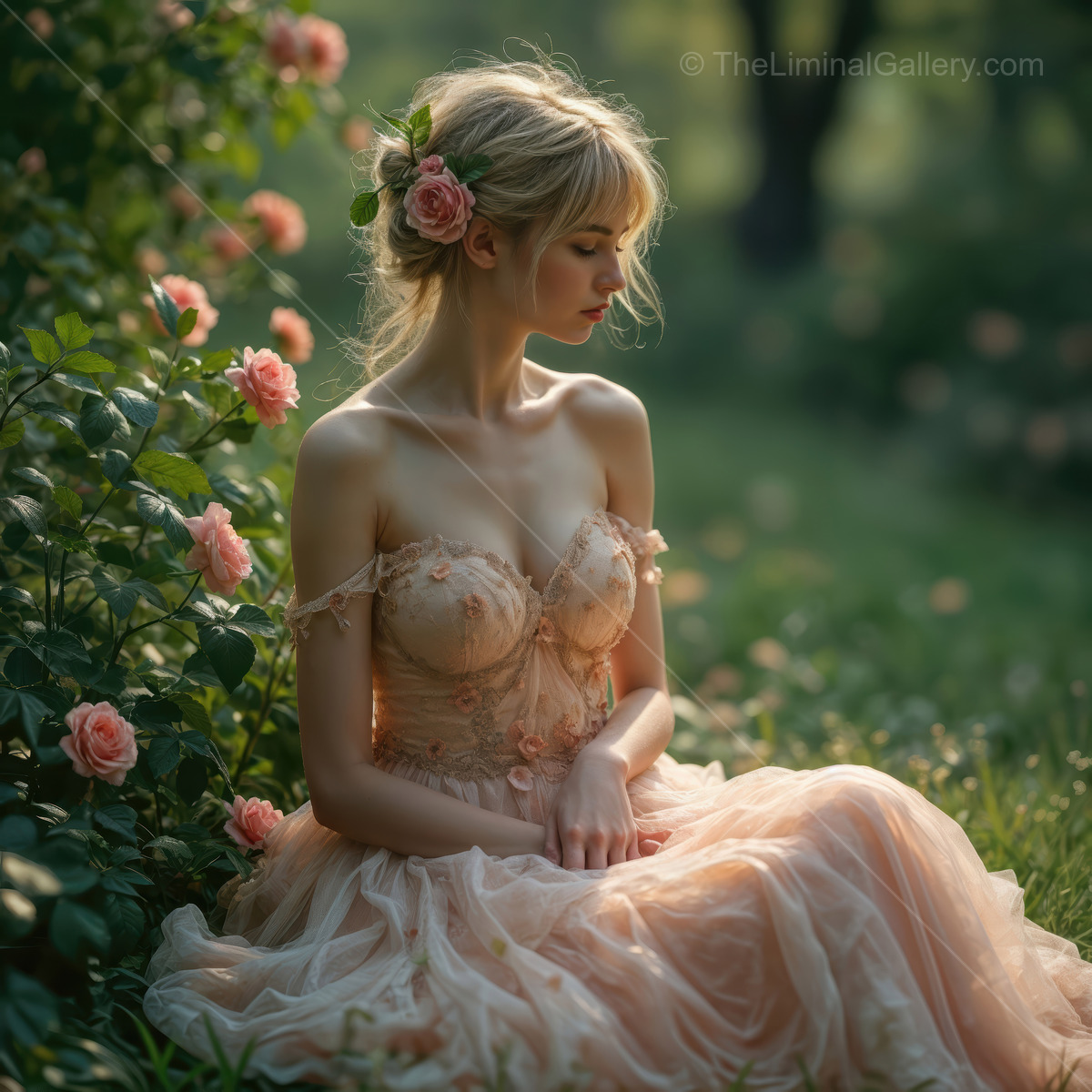 Whispers of elegance in a blooming garden during golden hour