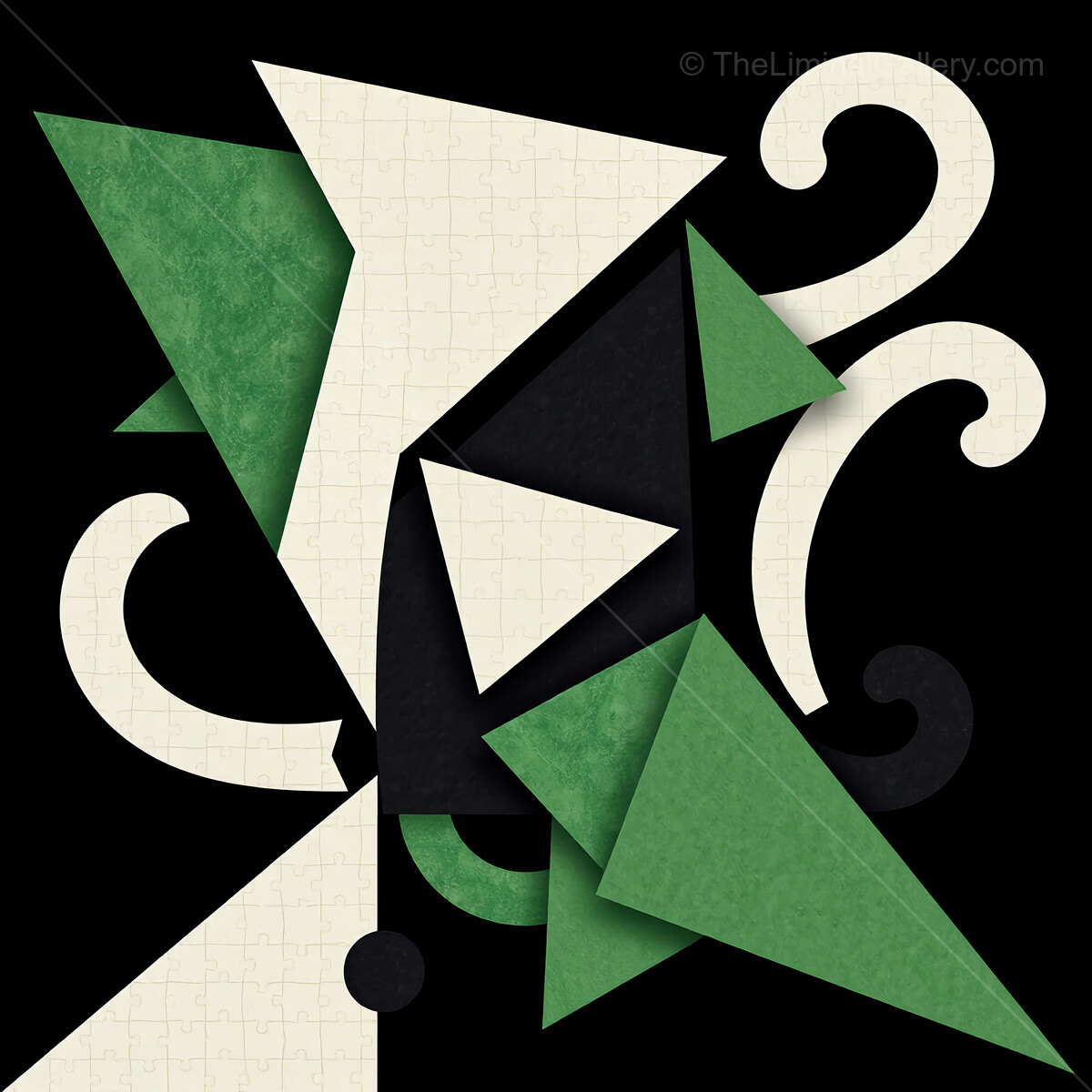 Creative abstract composition showcasing geometric shapes in a striking color palette