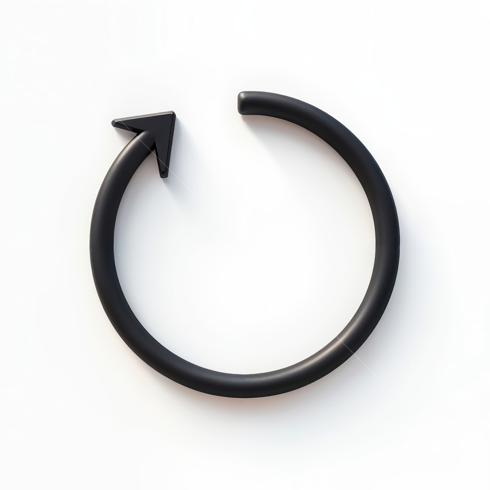 Circular black arrow symbol representing refresh or reload process in modern design contexts
