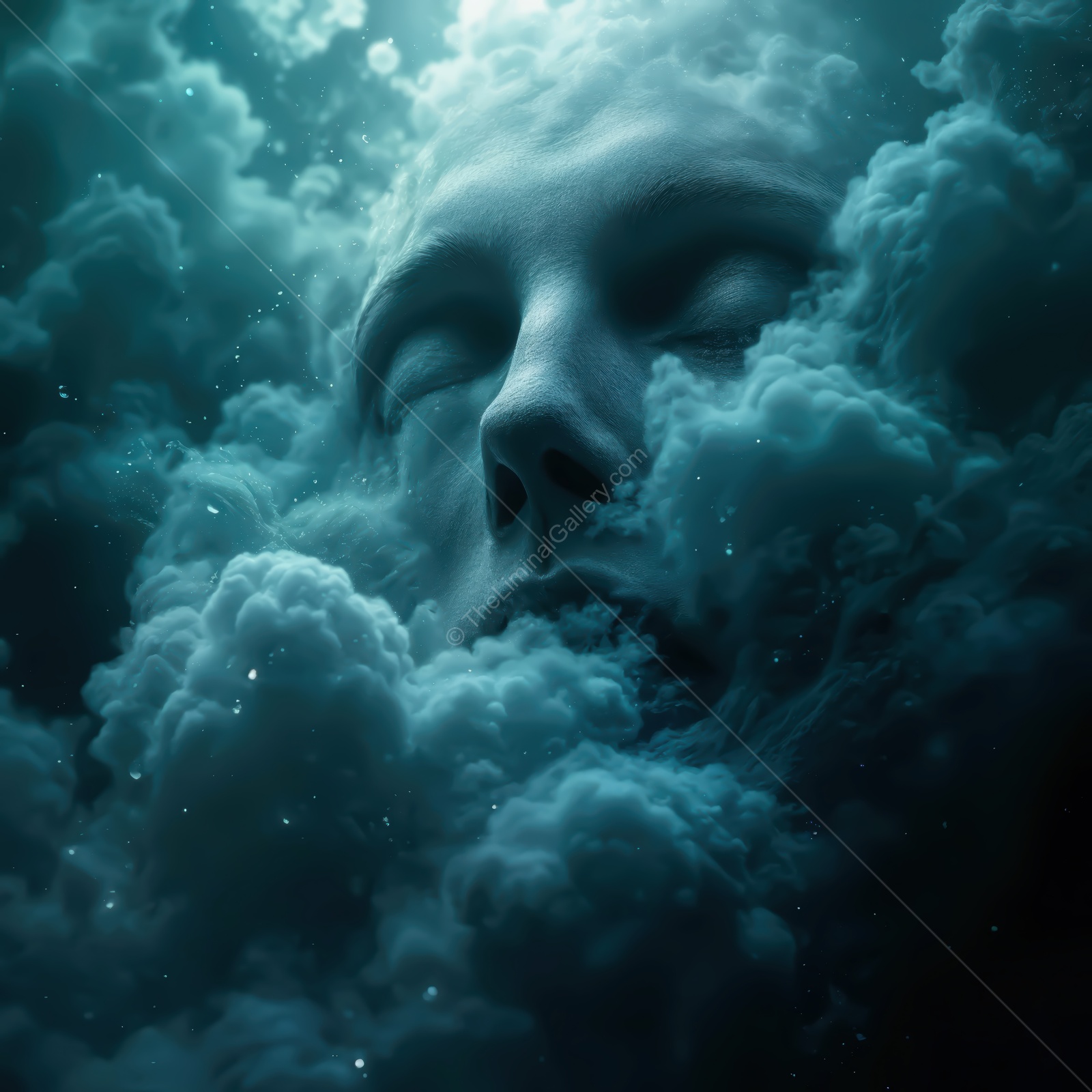 Visions of serenity as a dreamlike face emerges from a mystical cloud formation during twilight hours