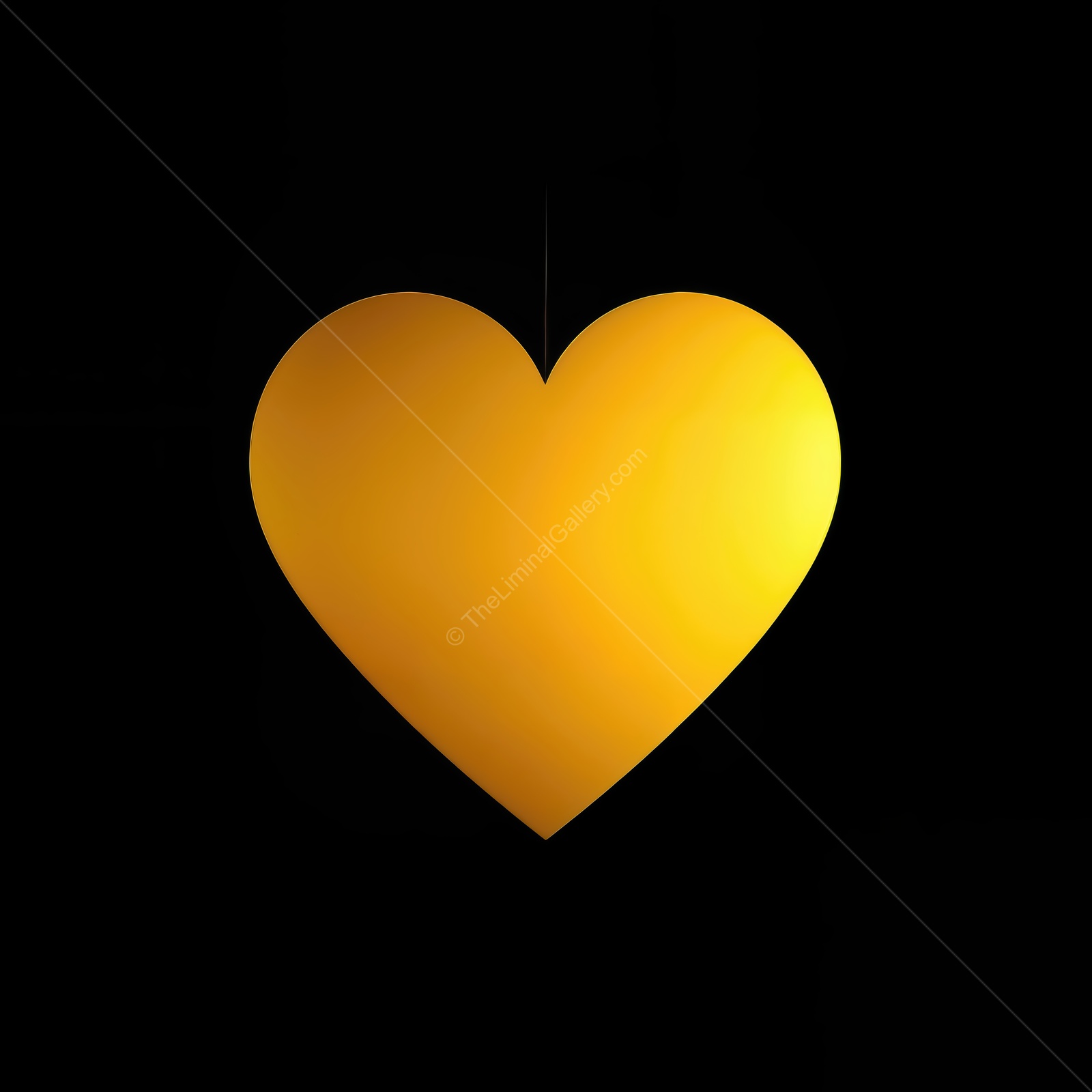 Heart decoration glowing softly in warm golden light against a dark backdrop creates a cozy and romantic atmosphere for all occasions