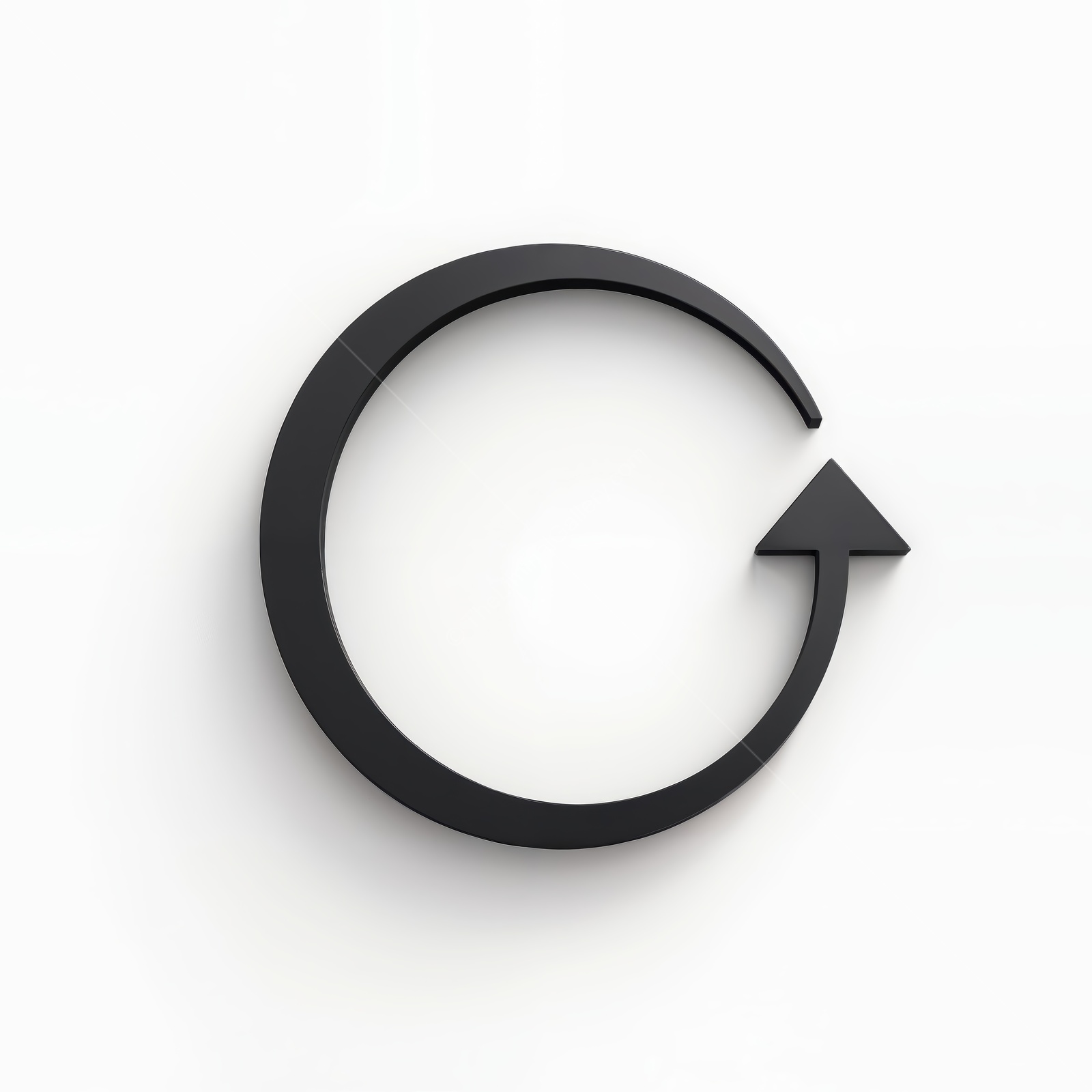 Creative black circular arrow pointing upwards with a sleek design on a white background
