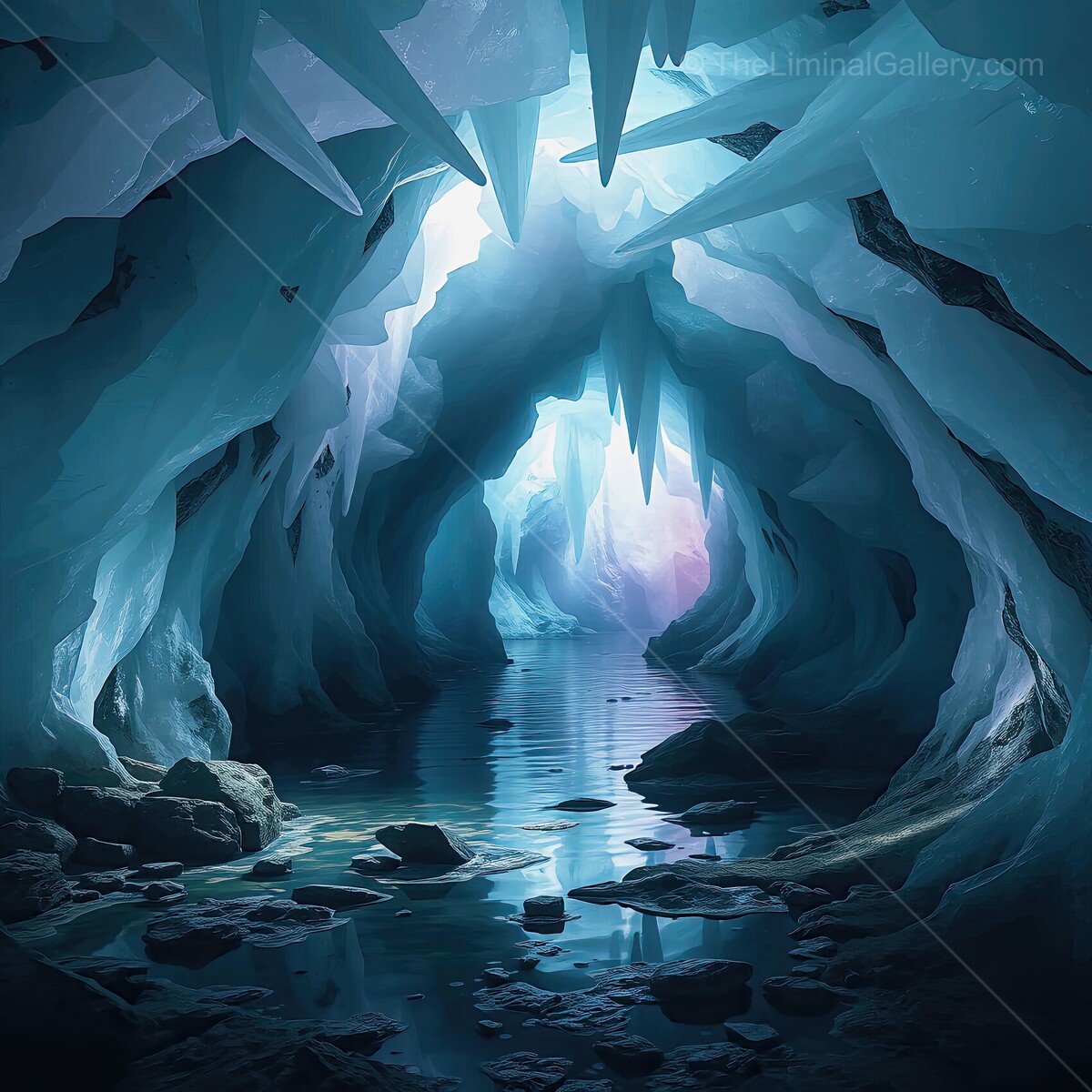 Discovering an enchanting crystal cave filled with luminous formations and tranquil waters