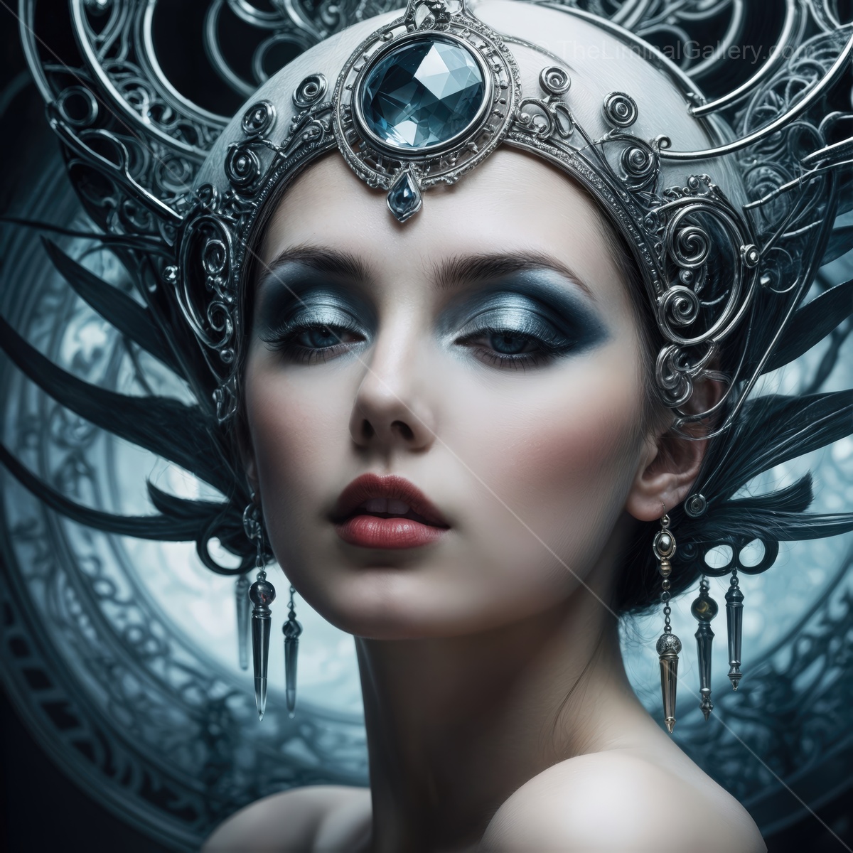 Enchanting beauty displays intricate design and bold colors in a captivating mystical setting