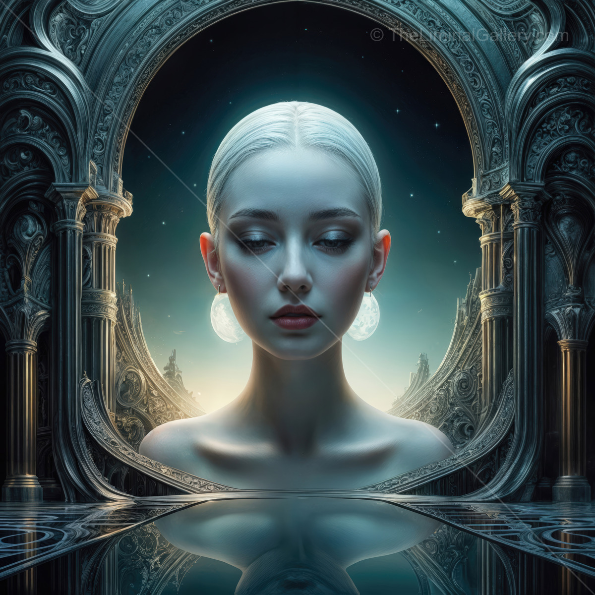 Ethereal reflection of serenity within a mystical landscape at twilight