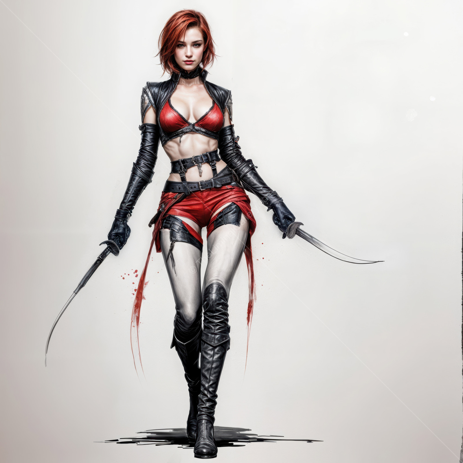 Female rogue embodying strength and mystery in a fantasy world, moving through a lit space filled with shadows and light