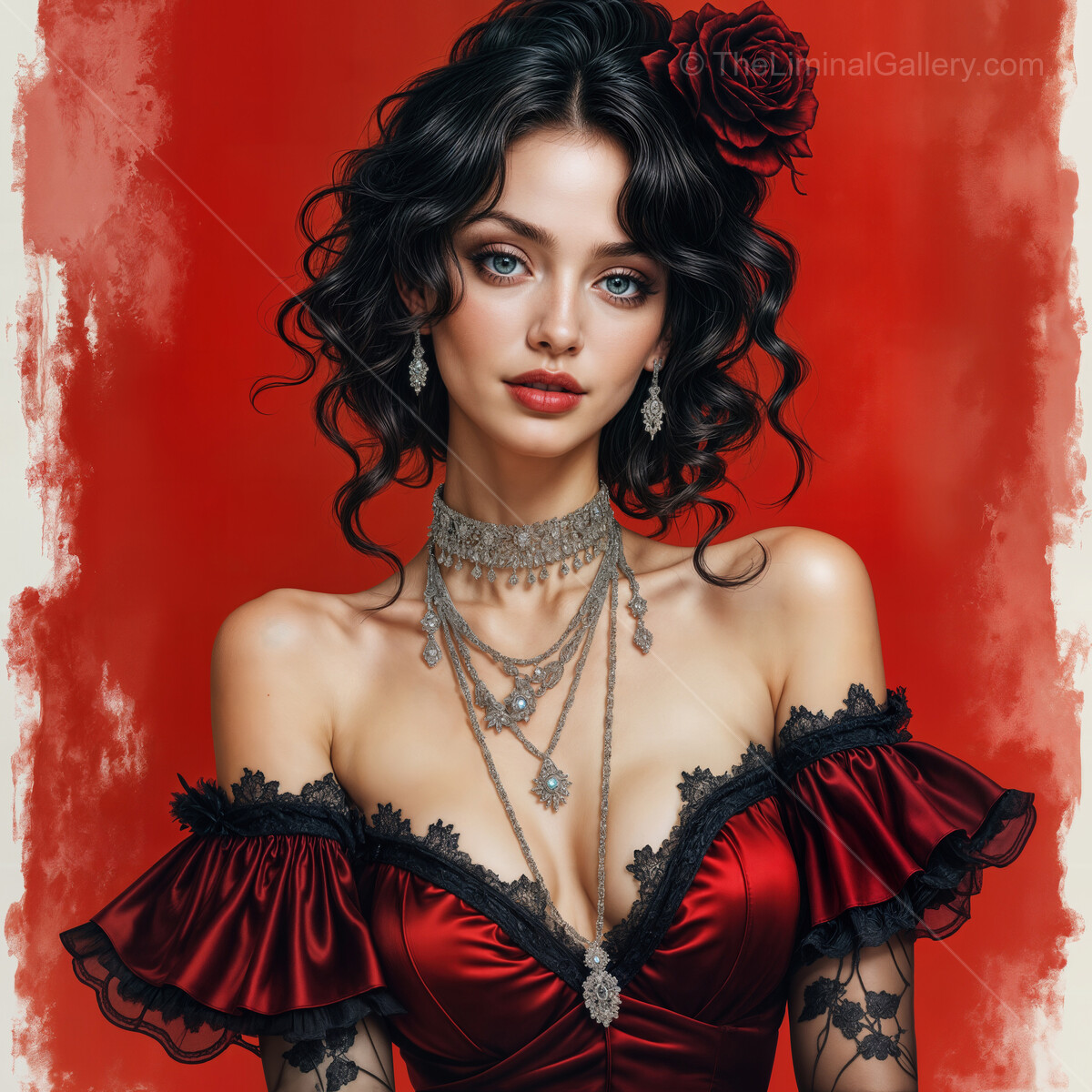 Flamenco dancer in vibrant red attire embraces passion and culture with graceful elegance and captivating beauty during a lively festival