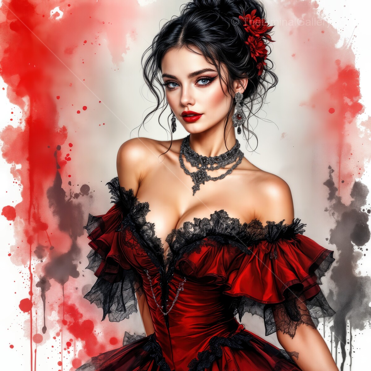 Flamenco dancer in vibrant watercolors captures the spirit of dance and passion in bold hues